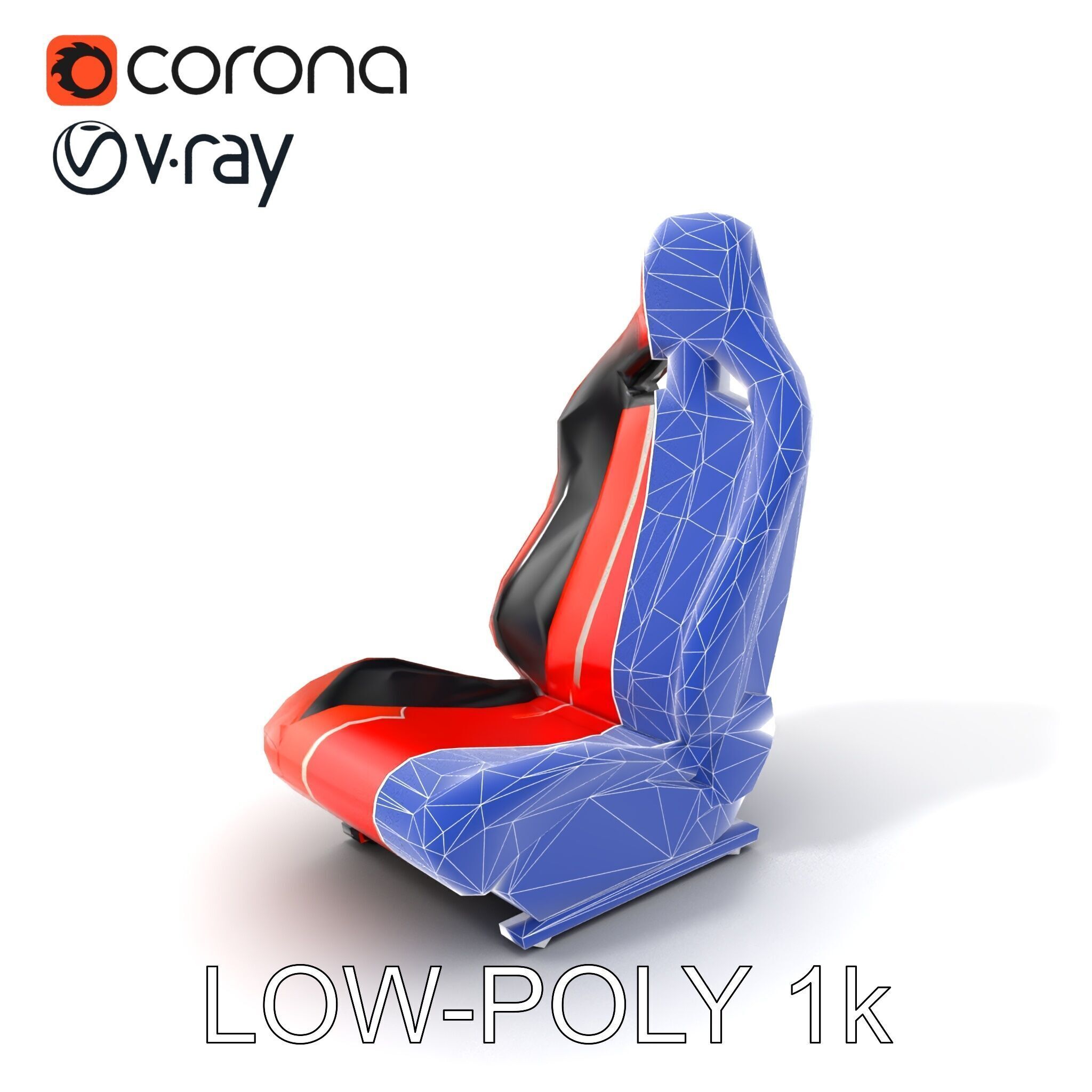 Modern Racing Simulator Seat model pack with Vibrant Stripes Low-poly 3D model_7