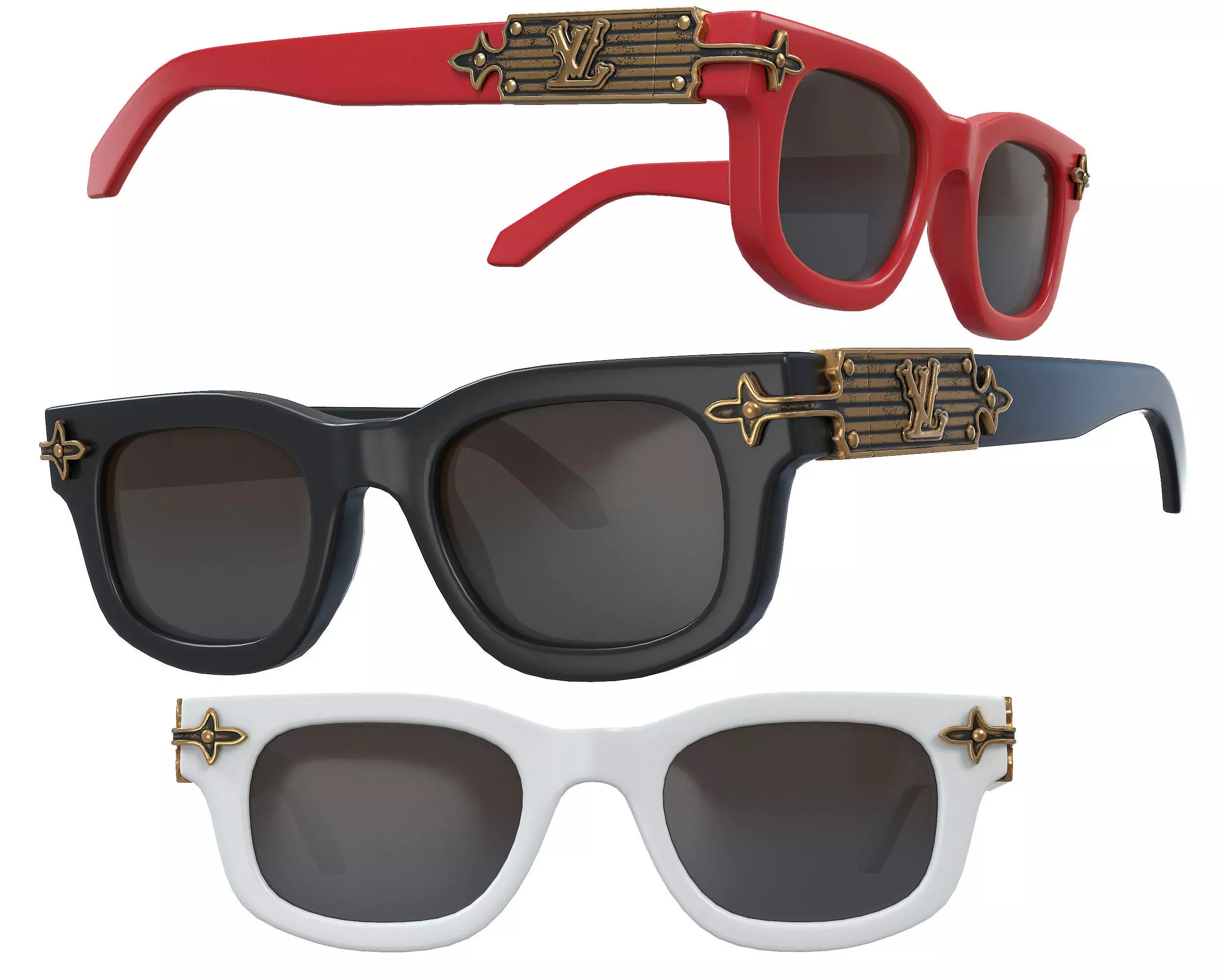 Louis Vuitton LV Arabesque Sunglasses Low-poly 3D model_0