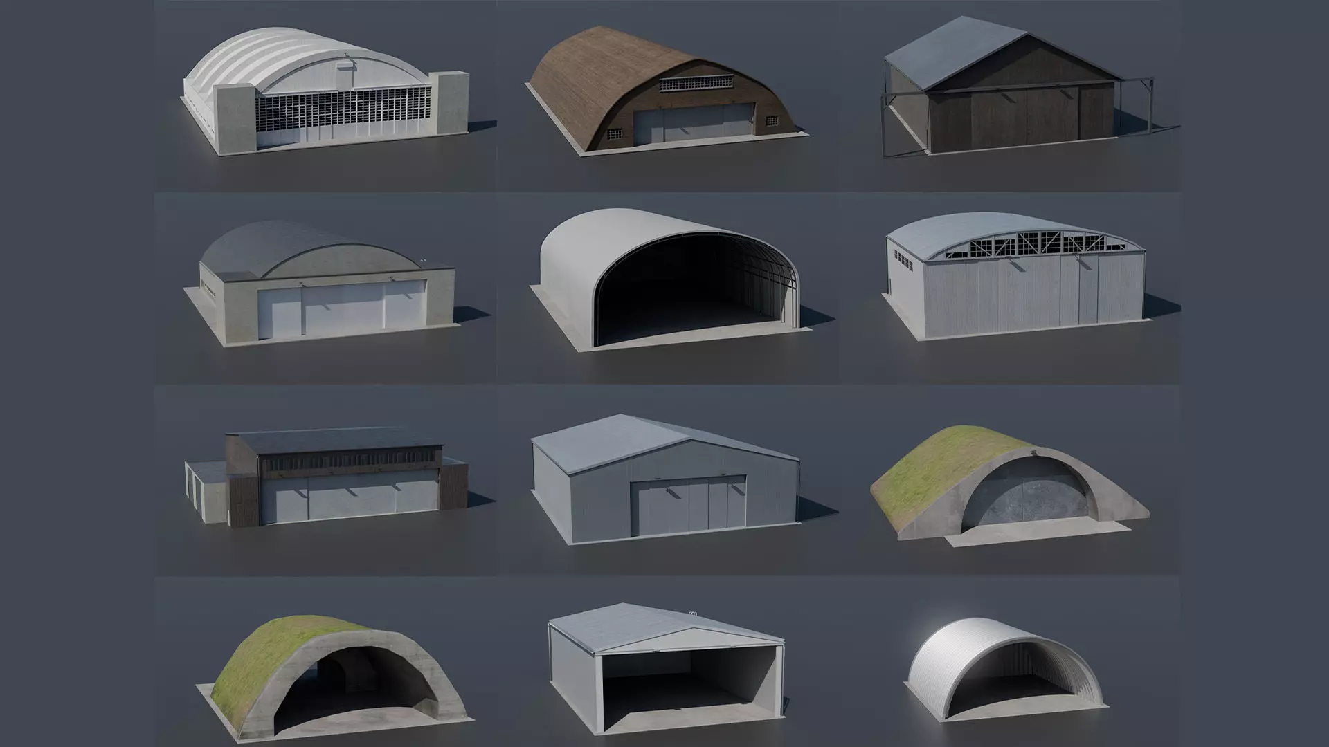 Hangar Pack Low-poly 3D model_0