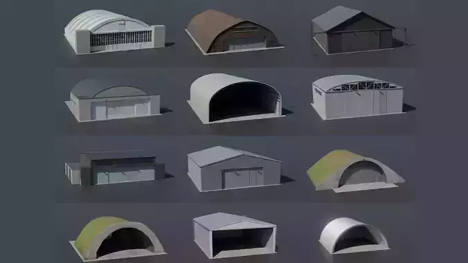 Hangar Pack Low-poly 3D model Hangar Pack Low-poly 3D model