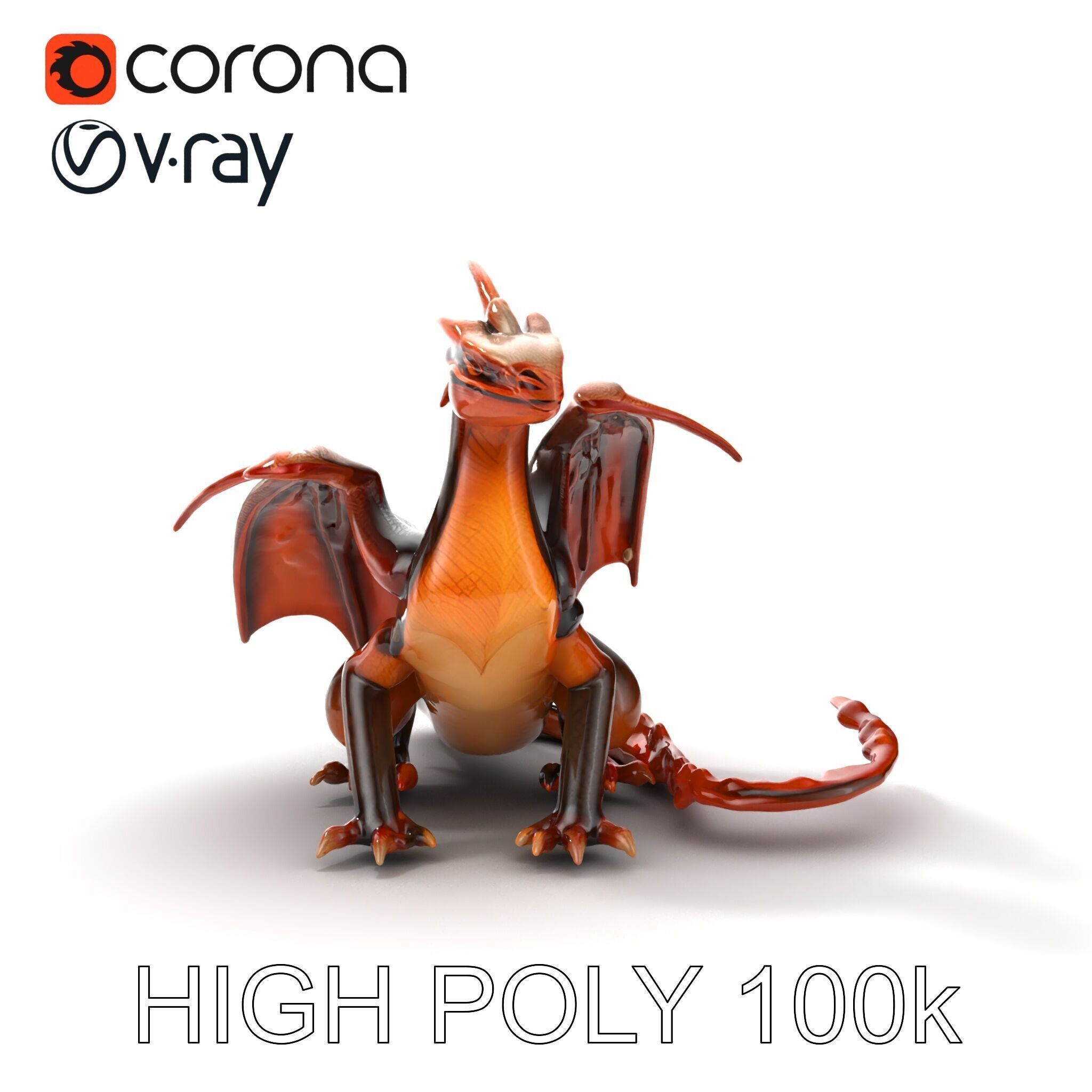 Amber Eyed Dragon Creature model pack Low-poly 3D model_22