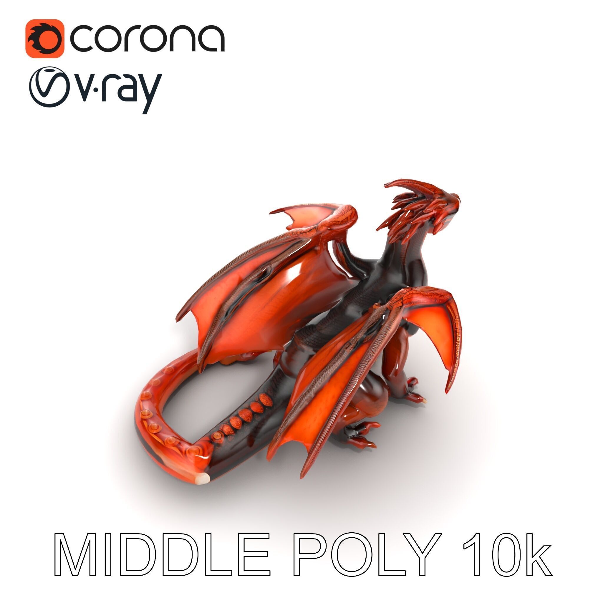Amber Eyed Dragon Creature model pack Low-poly 3D model_13