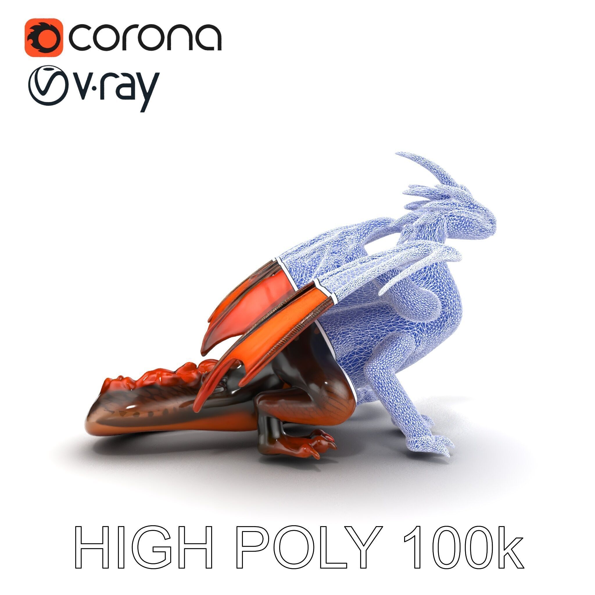 Amber Eyed Dragon Creature model pack Low-poly 3D model_28