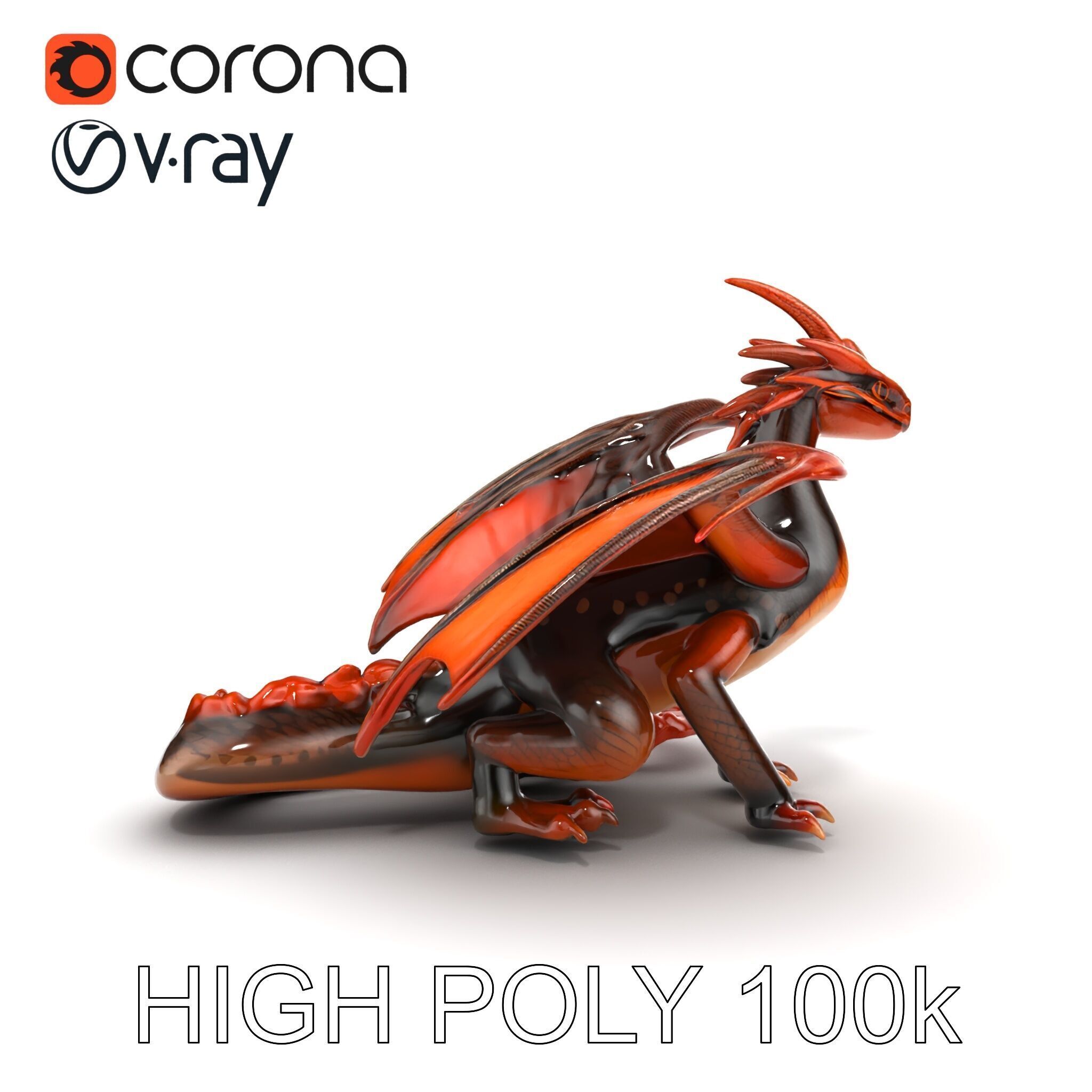 Amber Eyed Dragon Creature model pack Low-poly 3D model_21