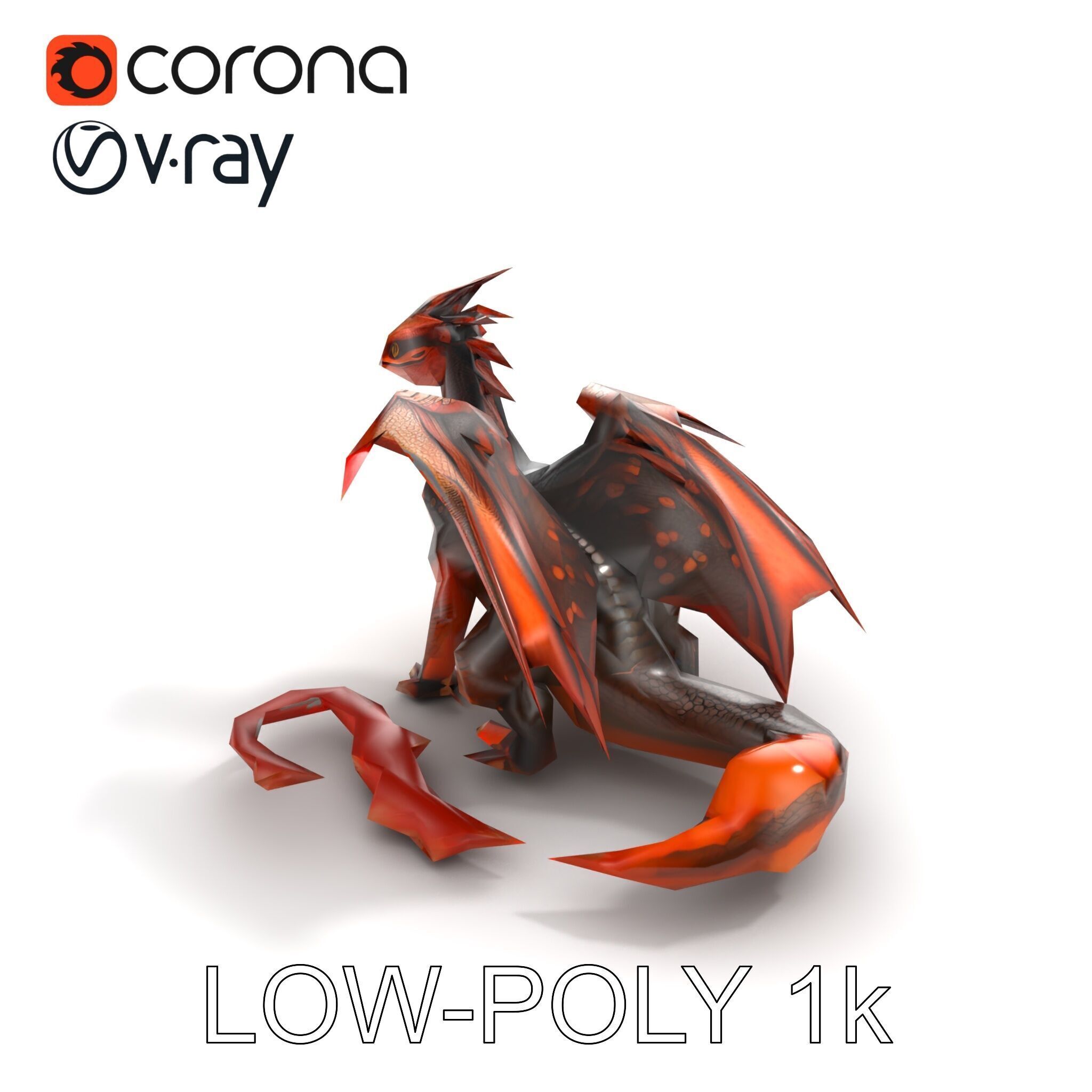 Amber Eyed Dragon Creature model pack Low-poly 3D model_9