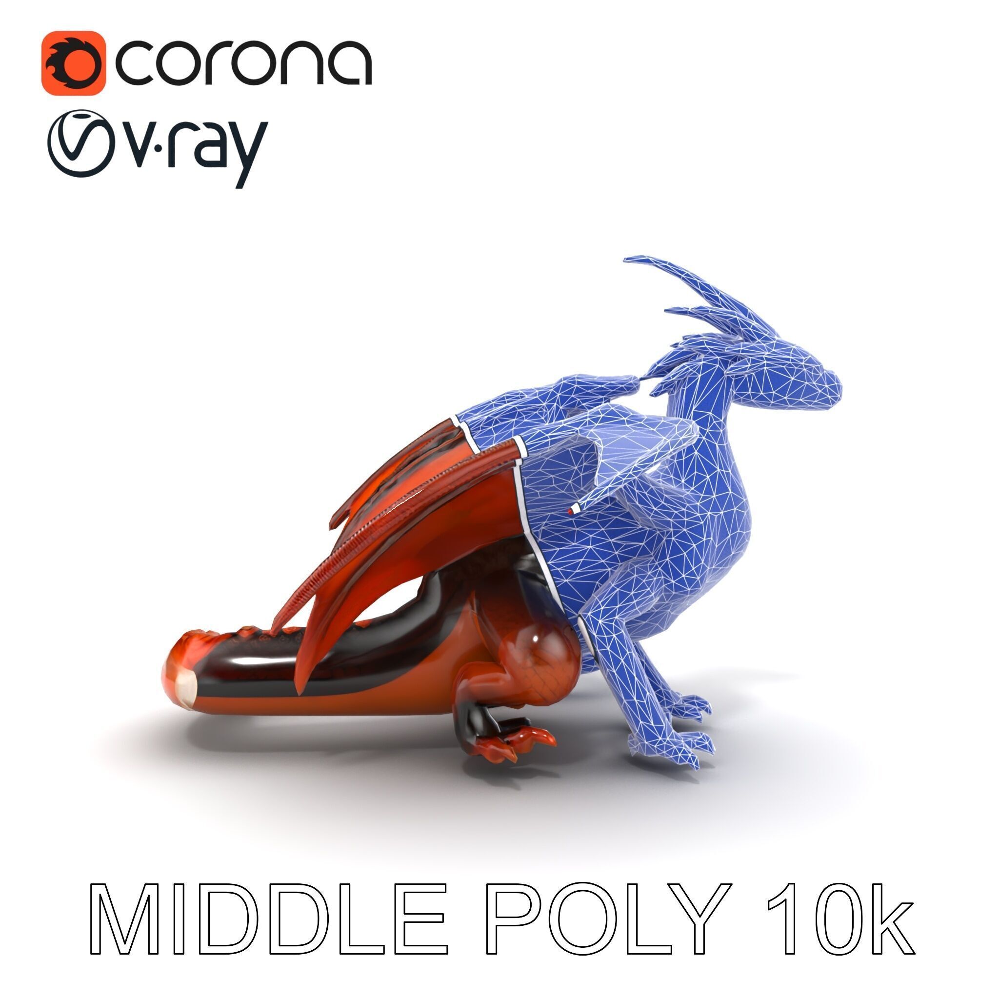 Amber Eyed Dragon Creature model pack Low-poly 3D model_18