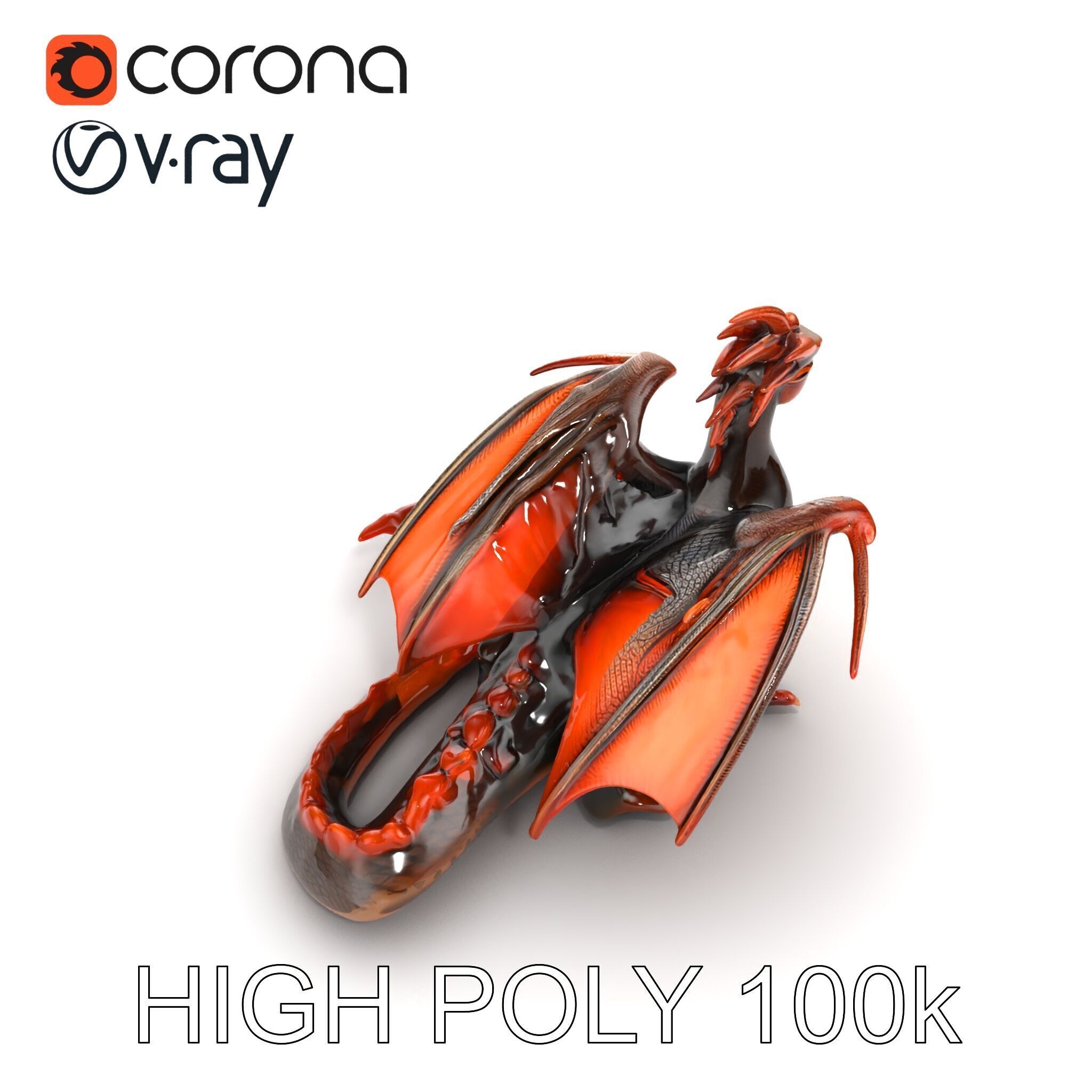 Amber Eyed Dragon Creature model pack Low-poly 3D model_23