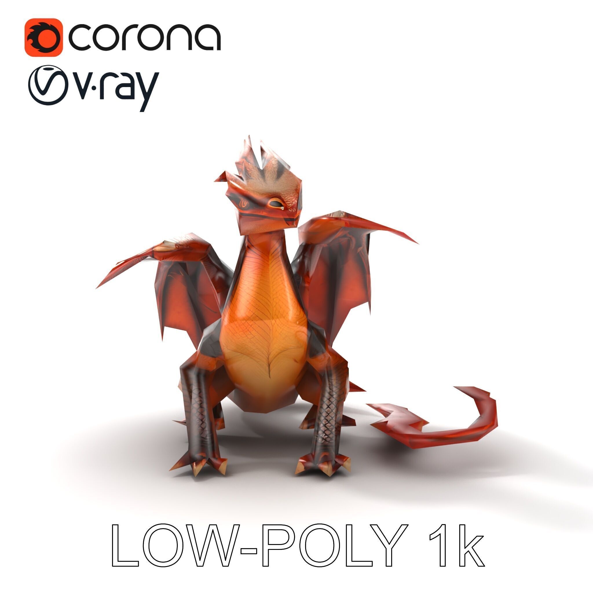 Amber Eyed Dragon Creature model pack Low-poly 3D model_30