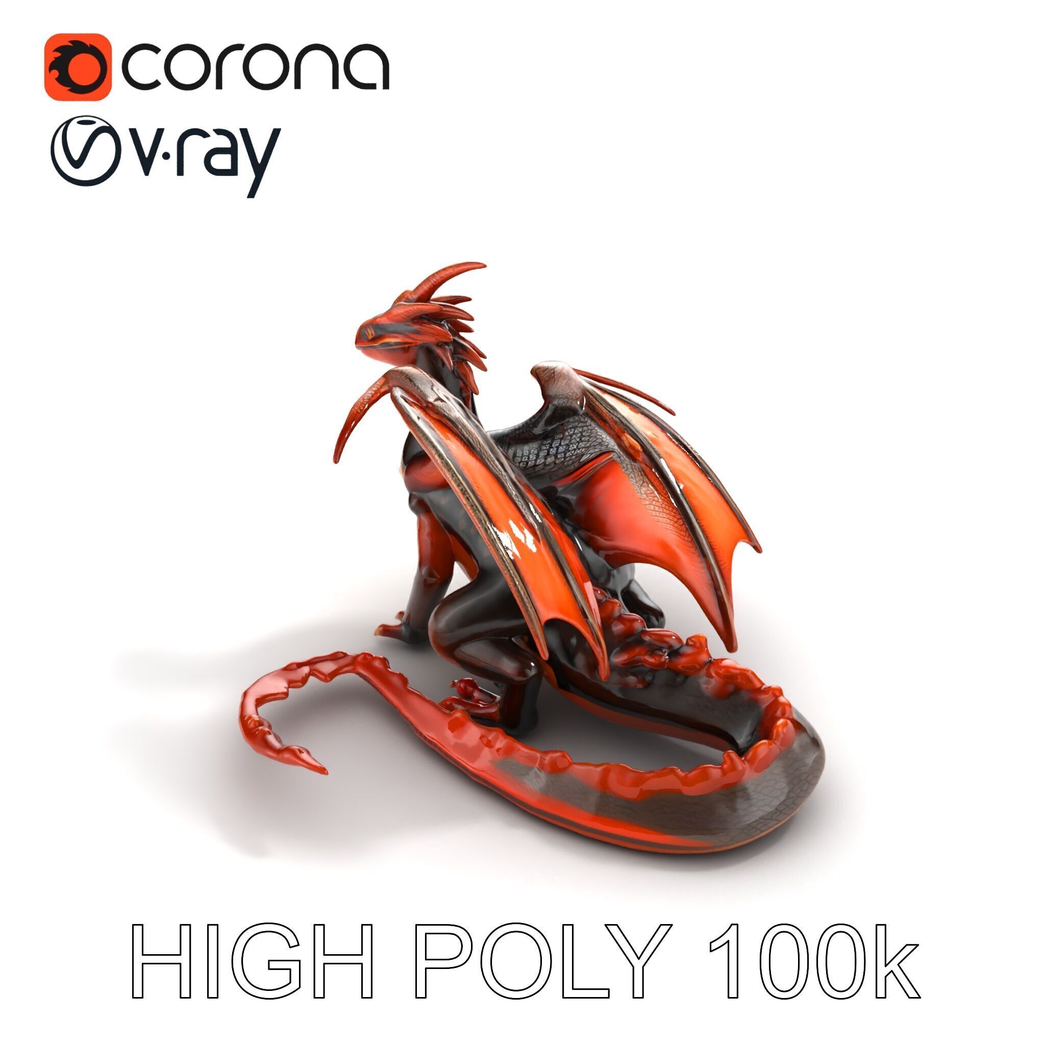 Amber Eyed Dragon Creature model pack Low-poly 3D model_12