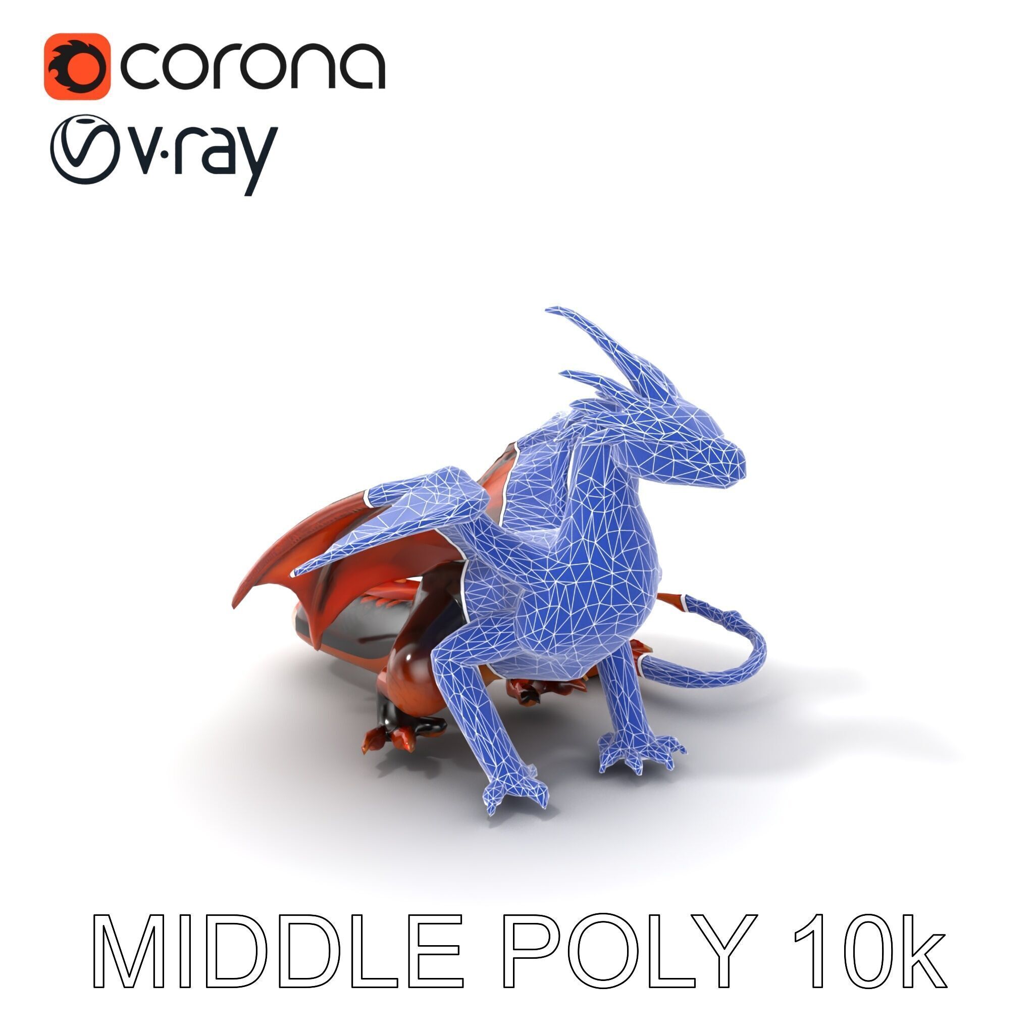 Amber Eyed Dragon Creature model pack Low-poly 3D model_6