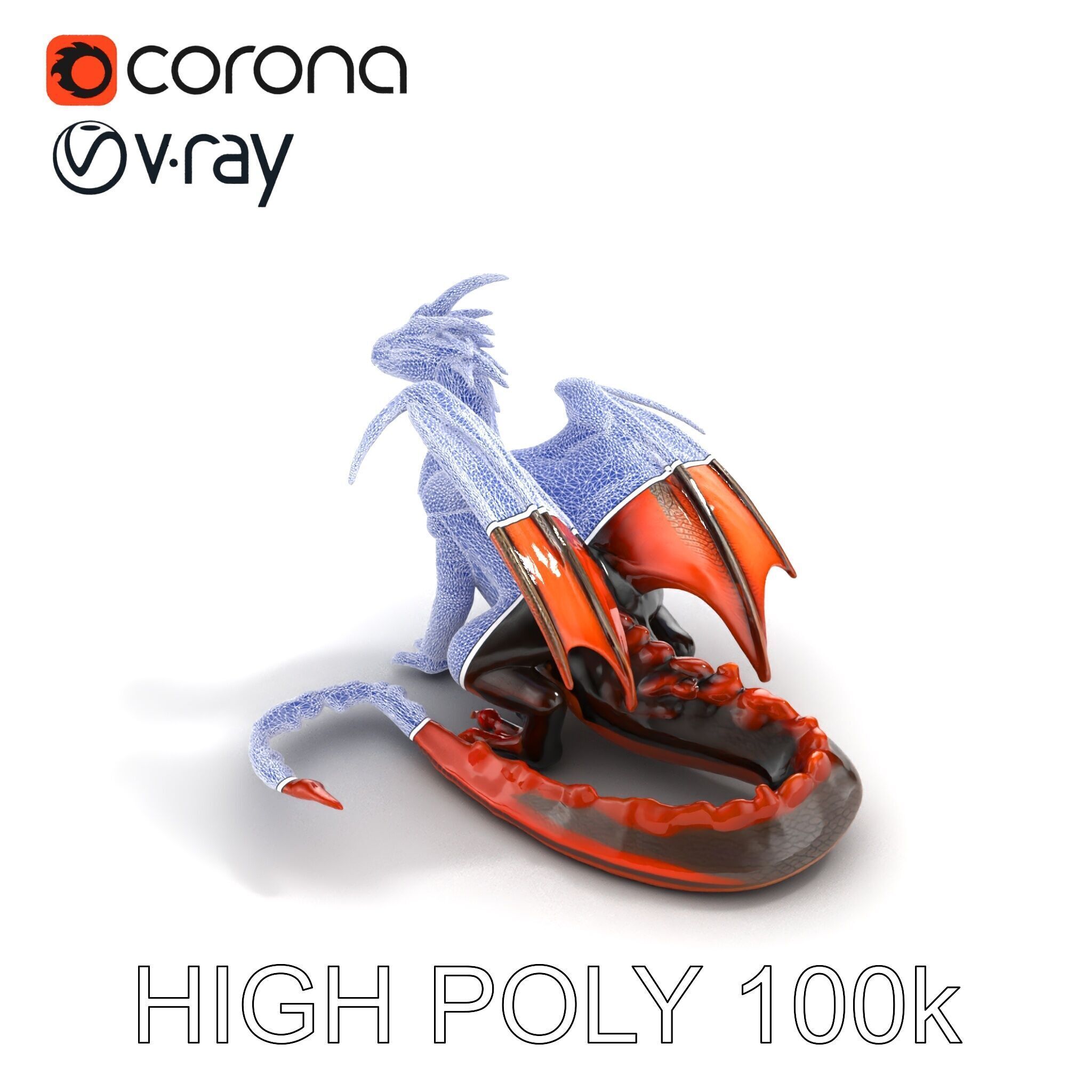 Amber Eyed Dragon Creature model pack Low-poly 3D model_14