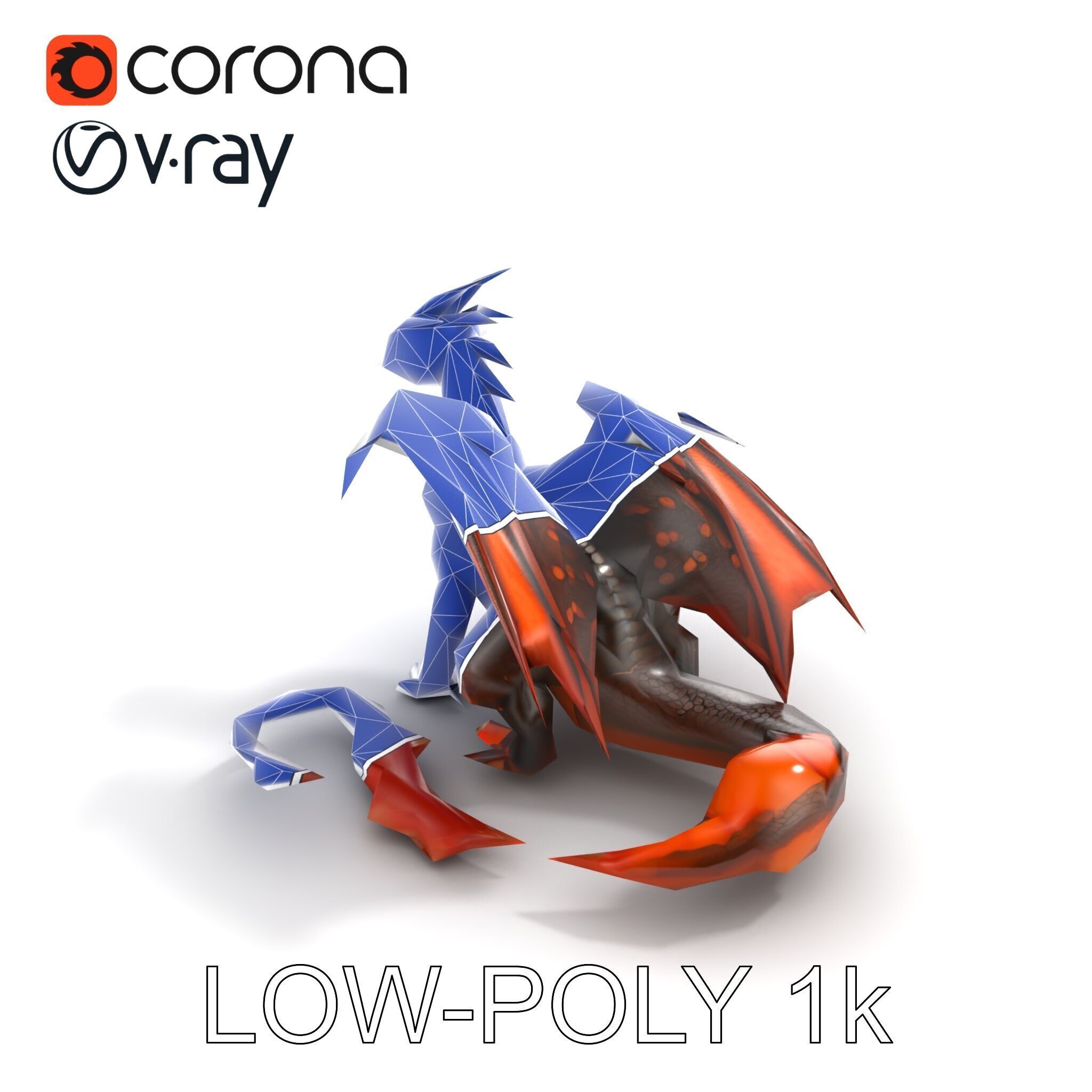 Amber Eyed Dragon Creature model pack Low-poly 3D model_19