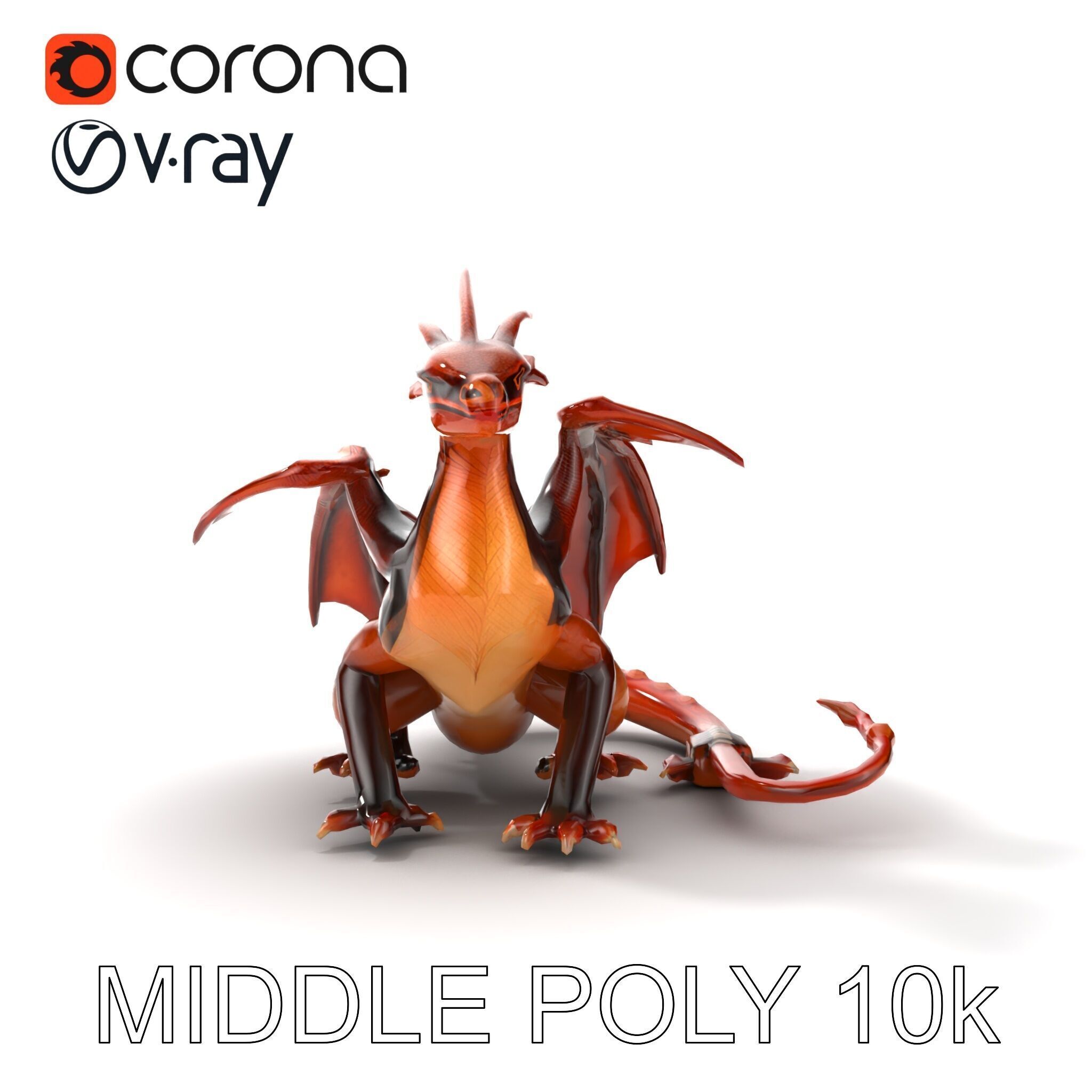 Amber Eyed Dragon Creature model pack Low-poly 3D model_15