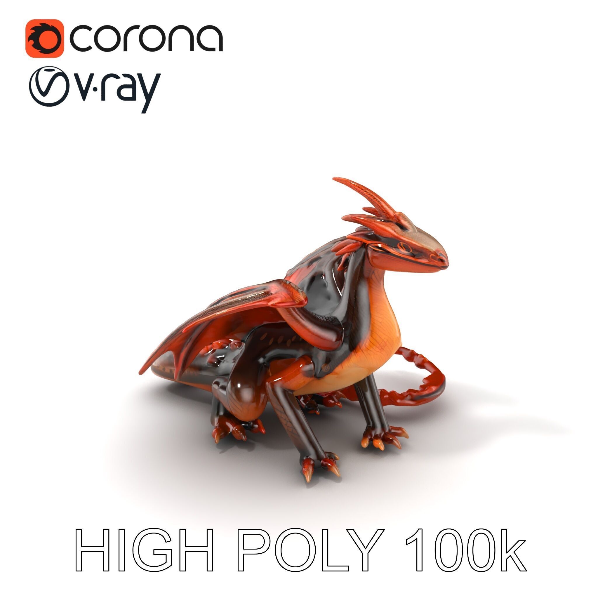 Amber Eyed Dragon Creature model pack Low-poly 3D model_2