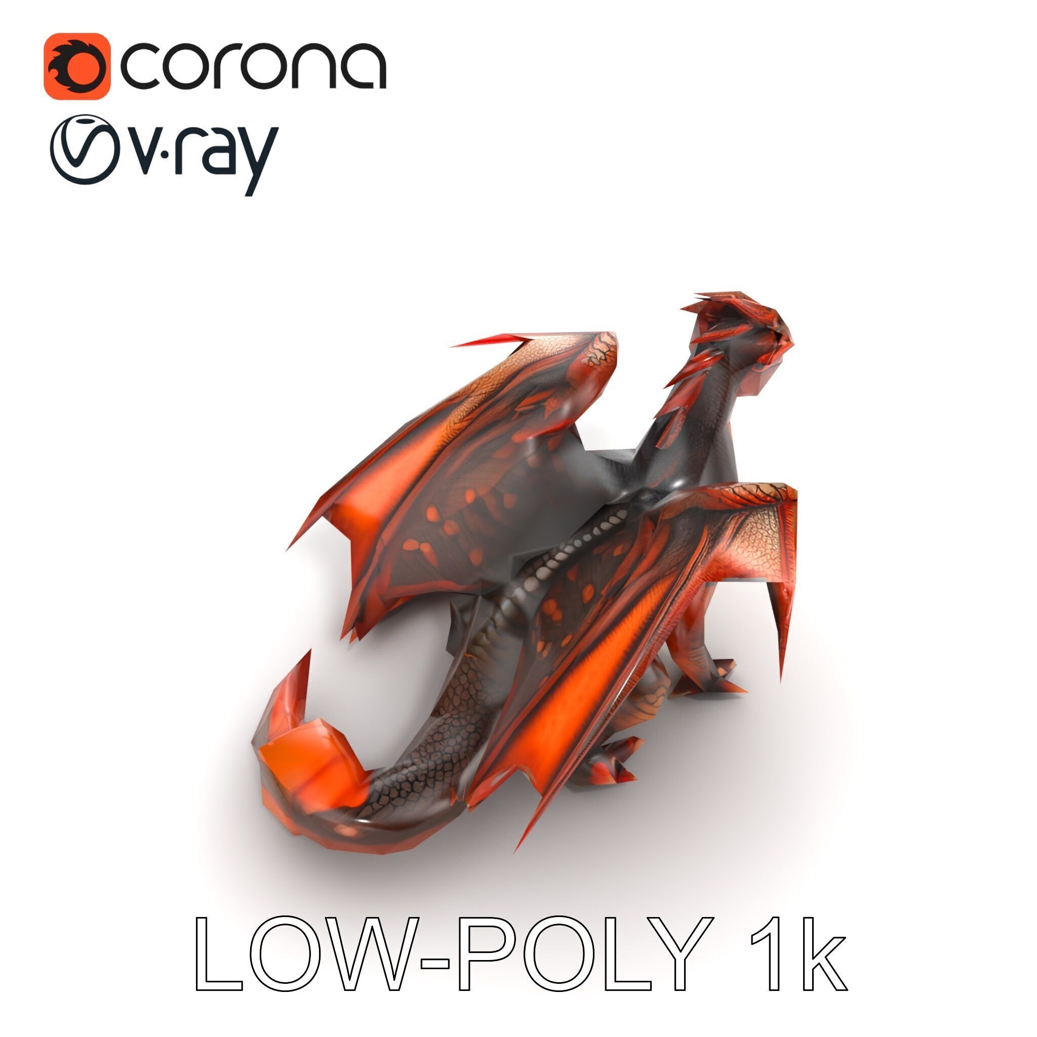 Amber Eyed Dragon Creature model pack Low-poly 3D model_16