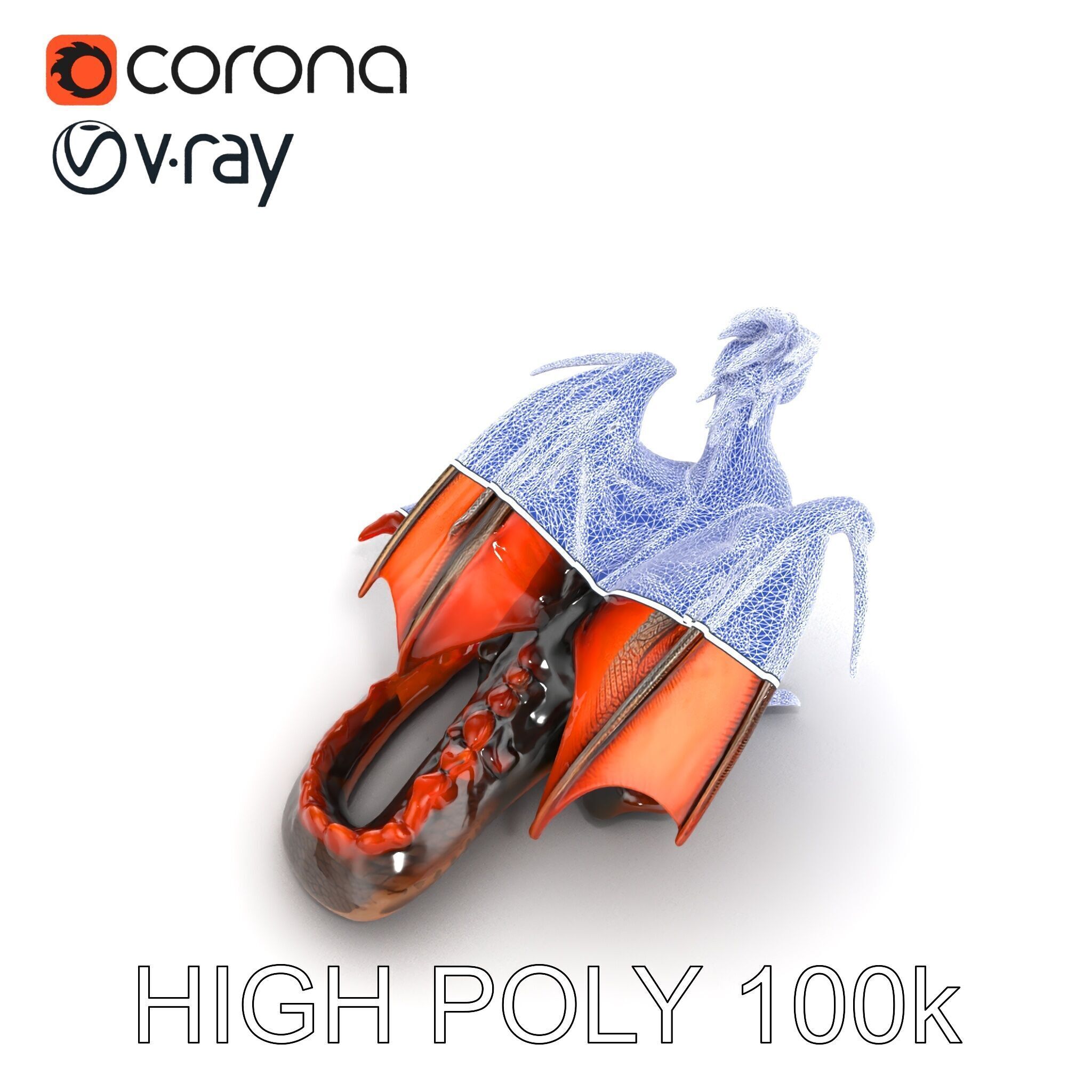 Amber Eyed Dragon Creature model pack Low-poly 3D model_31