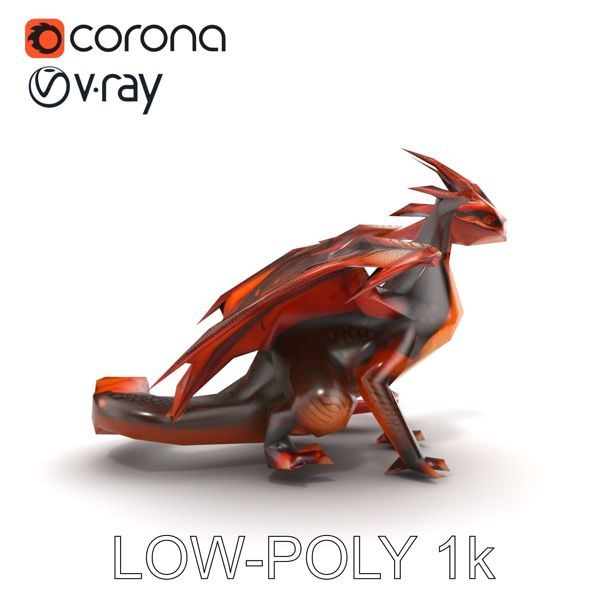 Amber Eyed Dragon Creature model pack Low-poly 3D model_20