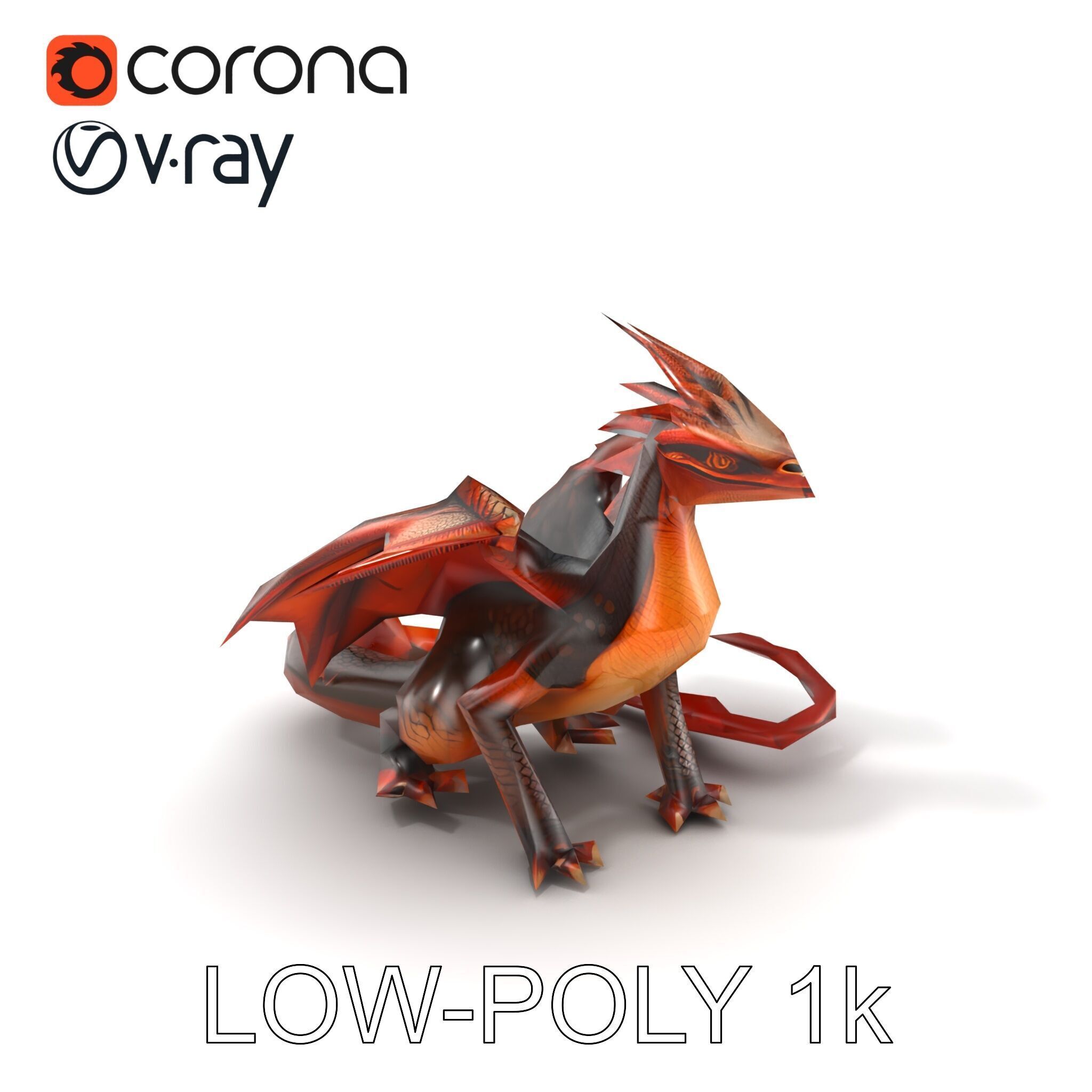 Amber Eyed Dragon Creature model pack Low-poly 3D model_5