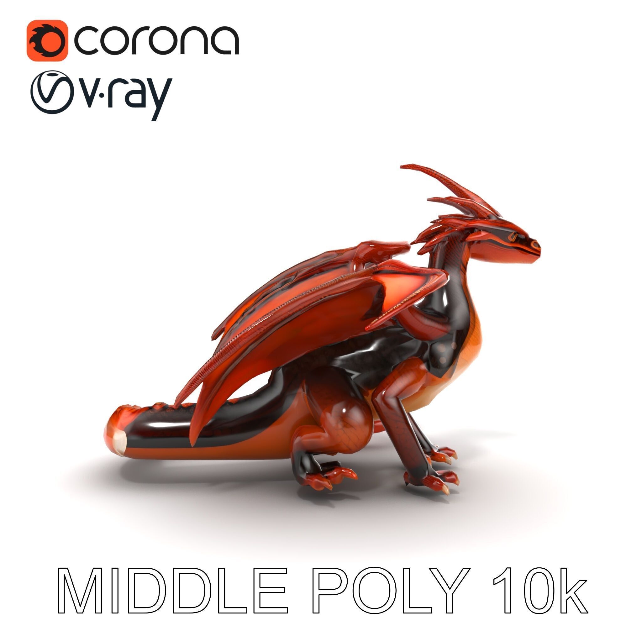 Amber Eyed Dragon Creature model pack Low-poly 3D model_26