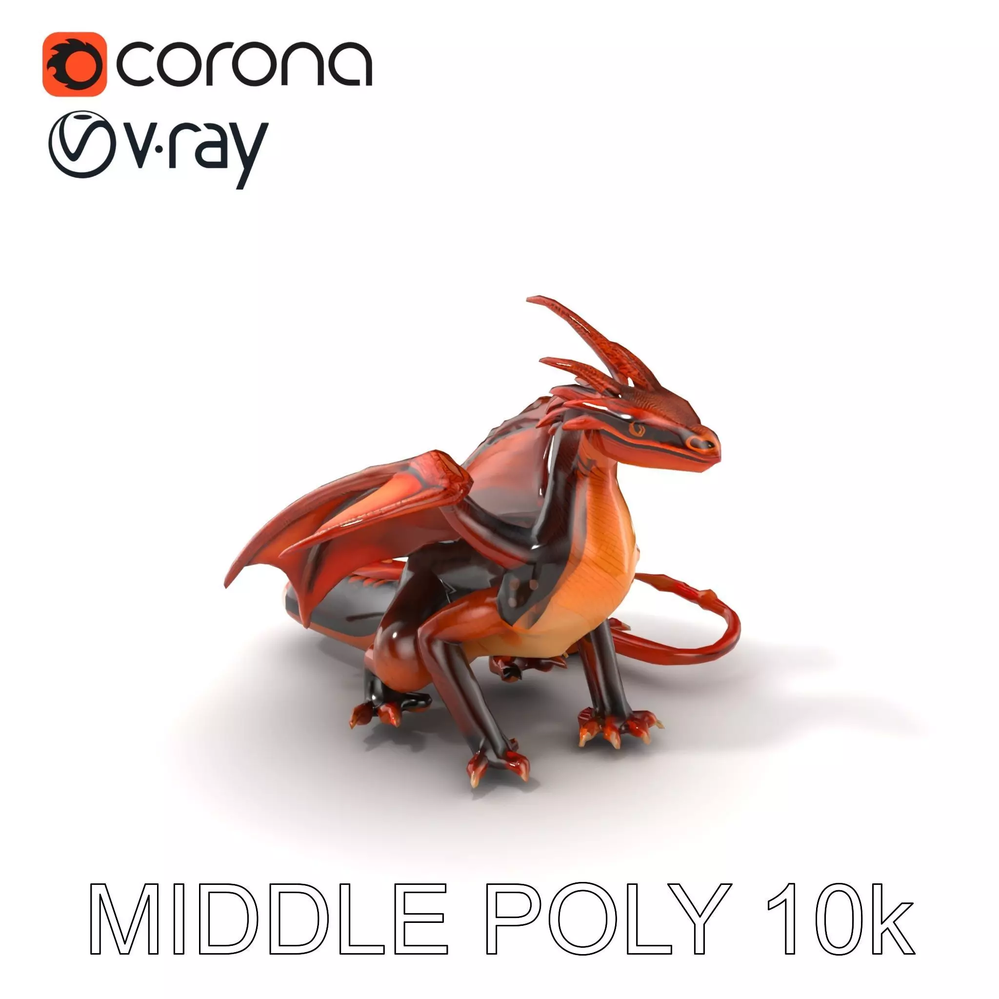 Amber Eyed Dragon Creature model pack Low-poly 3D model_0
