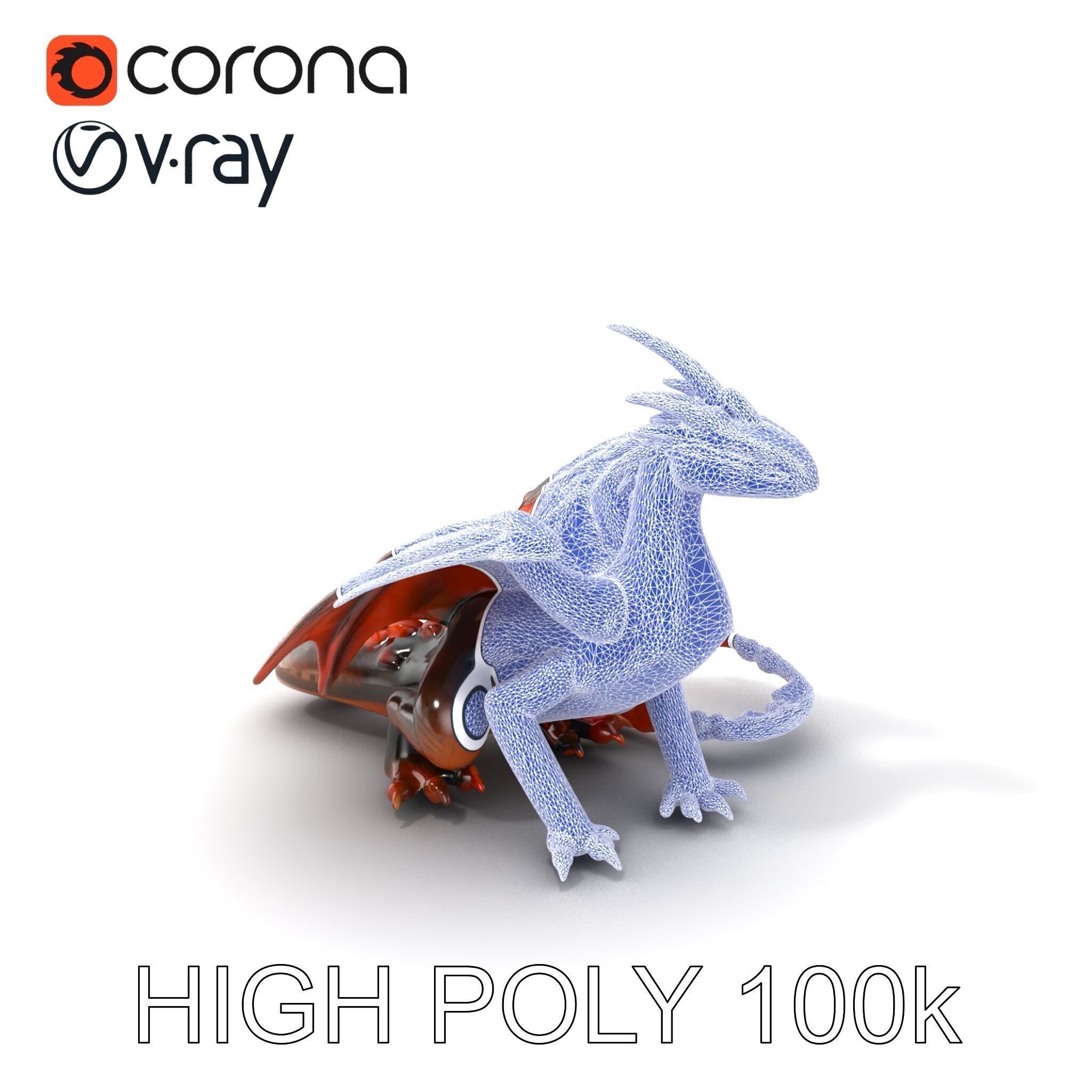 Amber Eyed Dragon Creature model pack Low-poly 3D model_10