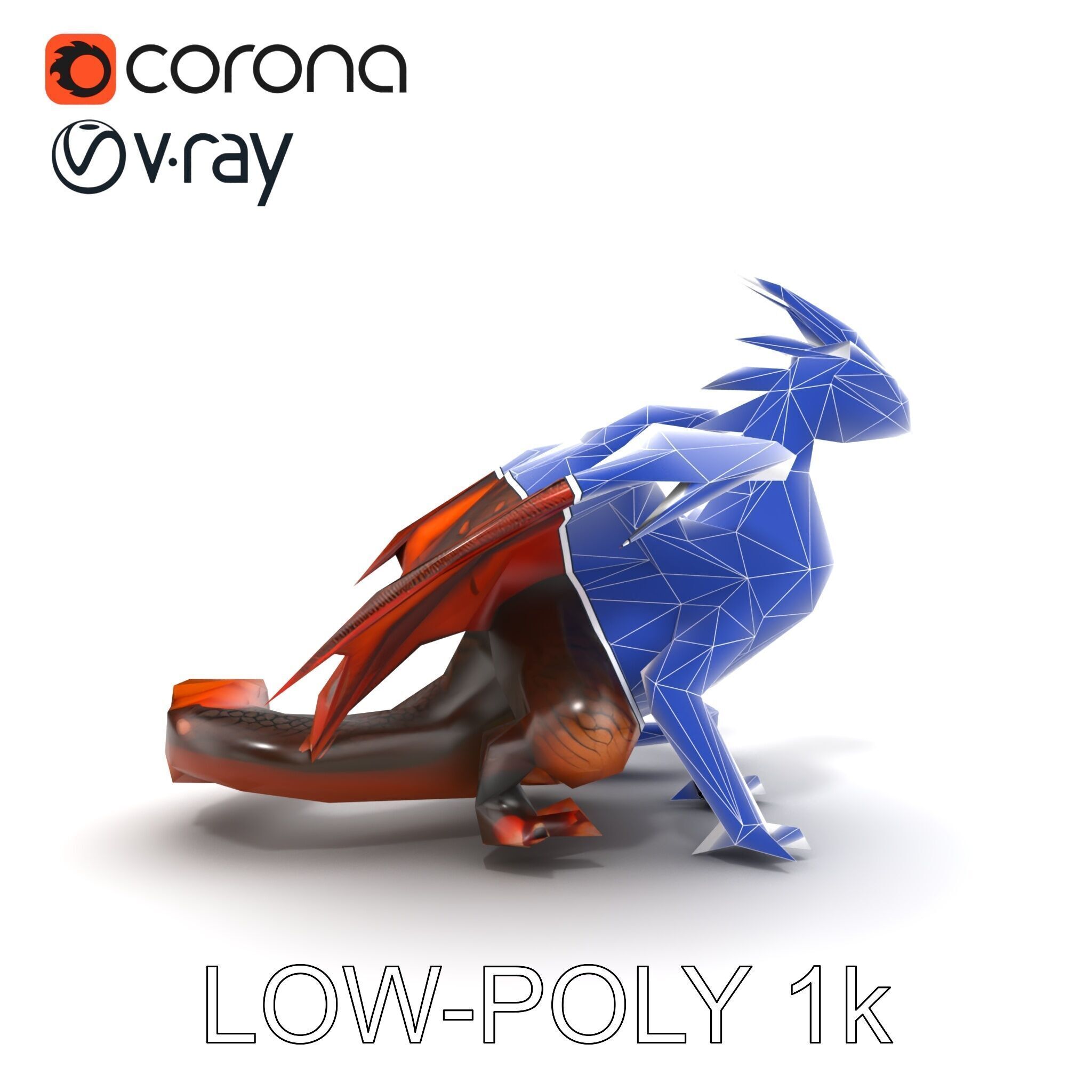 Amber Eyed Dragon Creature model pack Low-poly 3D model_25