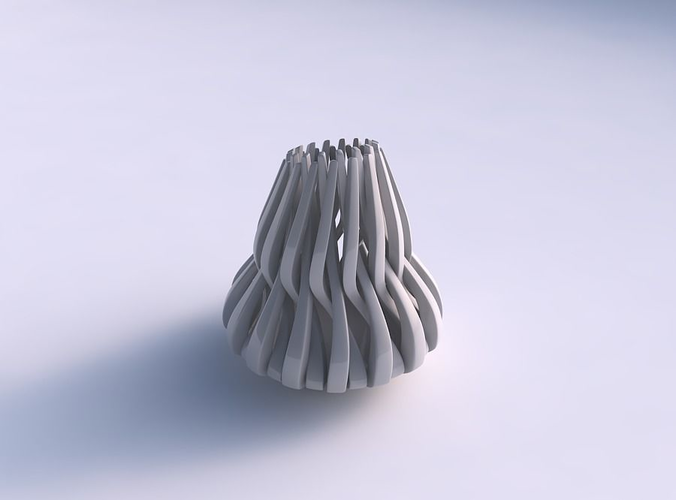 Bowl cylindrical with twisted sharp muscle structures long top 3D print model