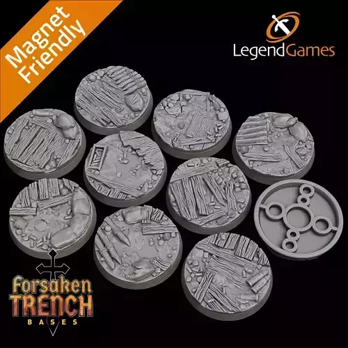 LegendGames 40mm round bases for Trench Crusade x10 Extra Detail 3D print model