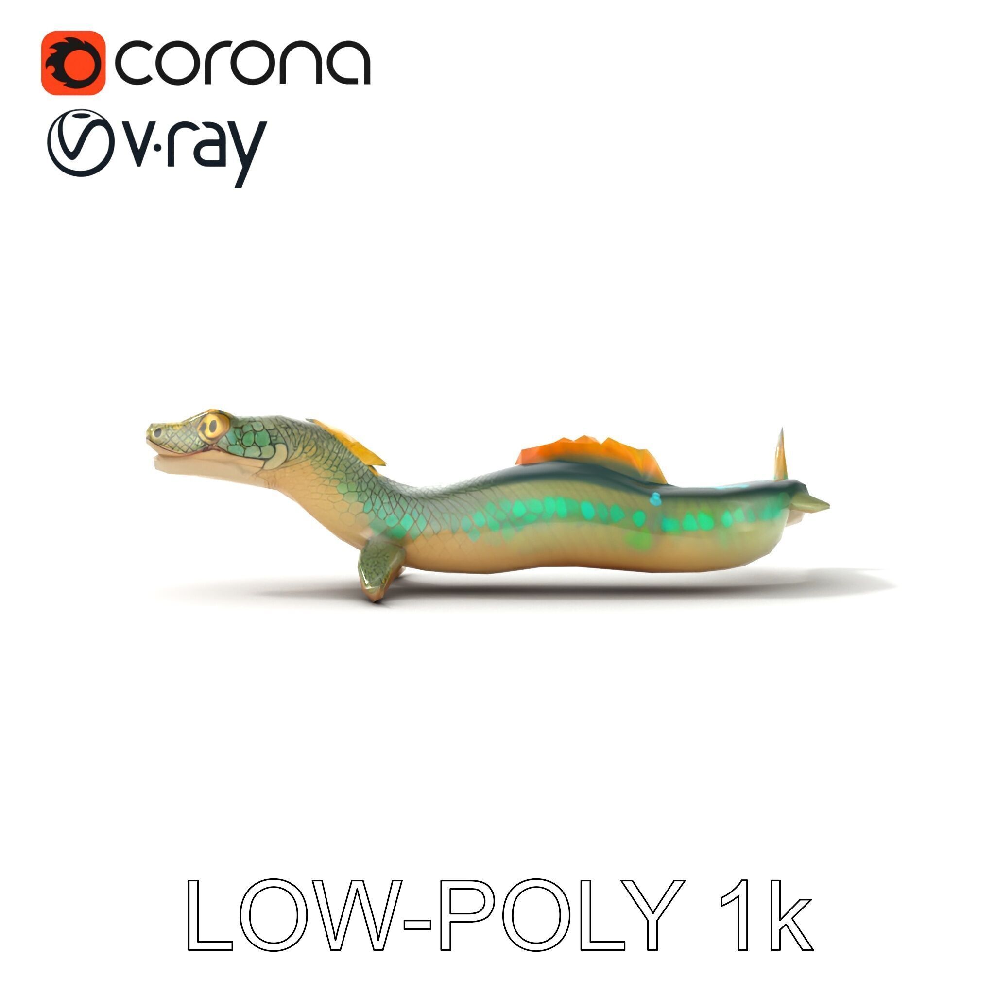 Mystical Sea Serpent Model Pack Low-poly 3D model_19