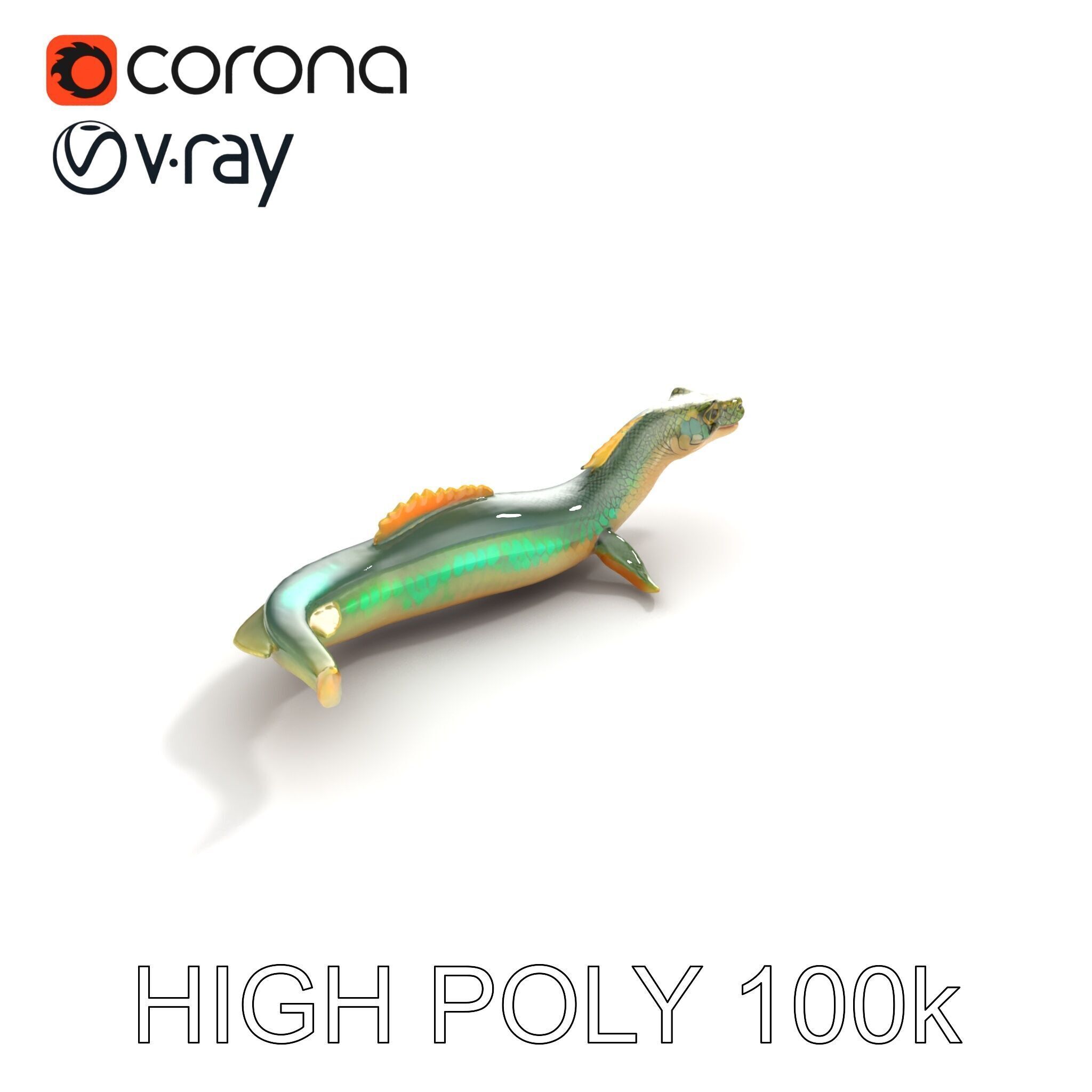 Mystical Sea Serpent Model Pack Low-poly 3D model_29