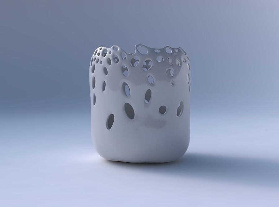 Bowl cylindrical with smooth bubble holes 3D print model_4