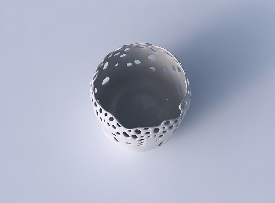 Bowl cylindrical with smooth bubble holes 3D print model_2