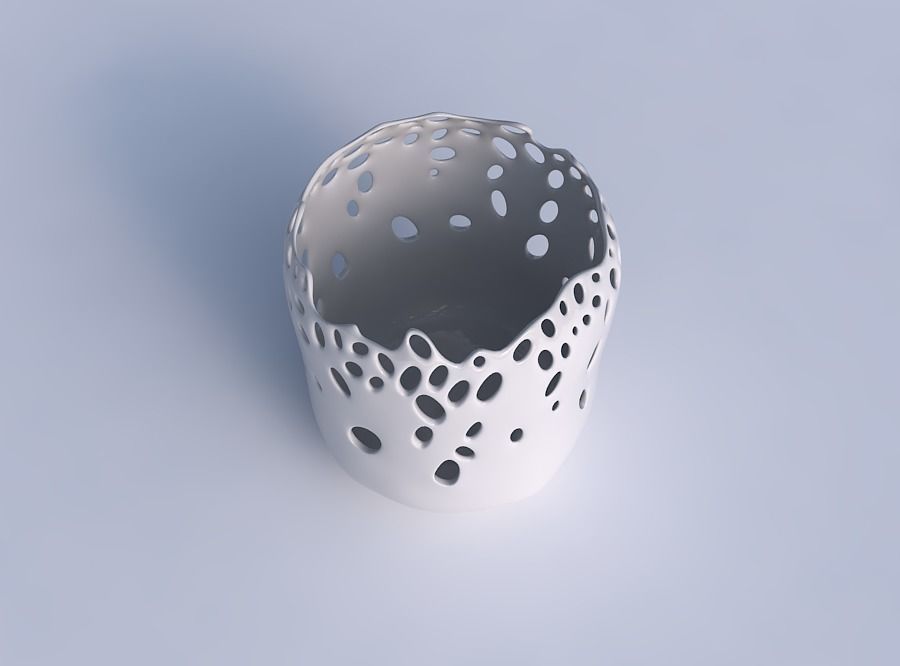 Bowl cylindrical with smooth bubble holes 3D print model_1