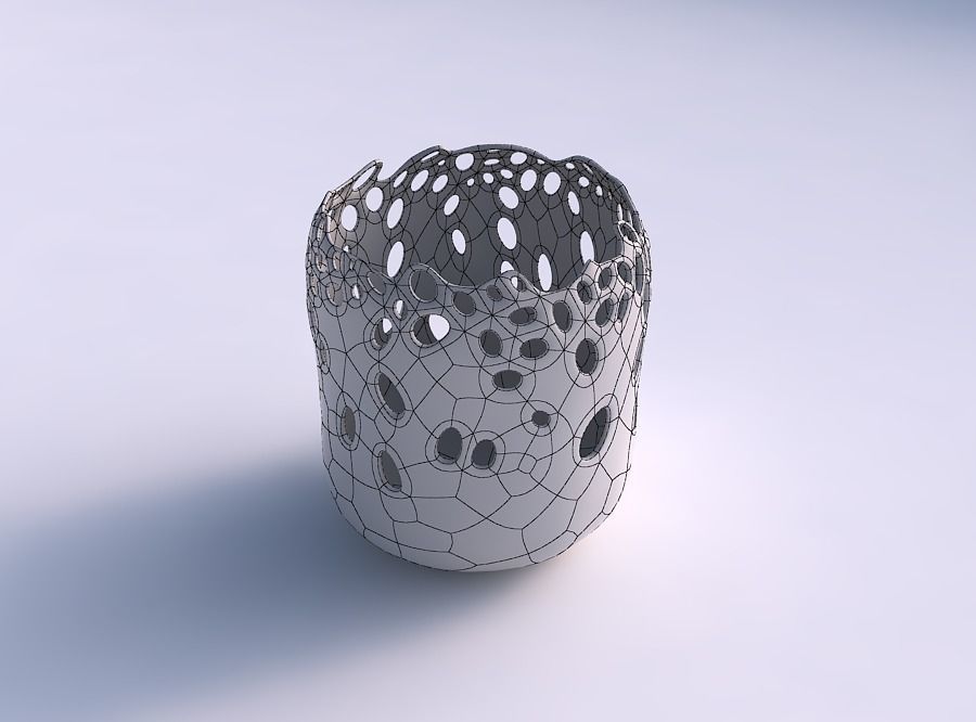 Bowl cylindrical with smooth bubble holes 3D print model_5