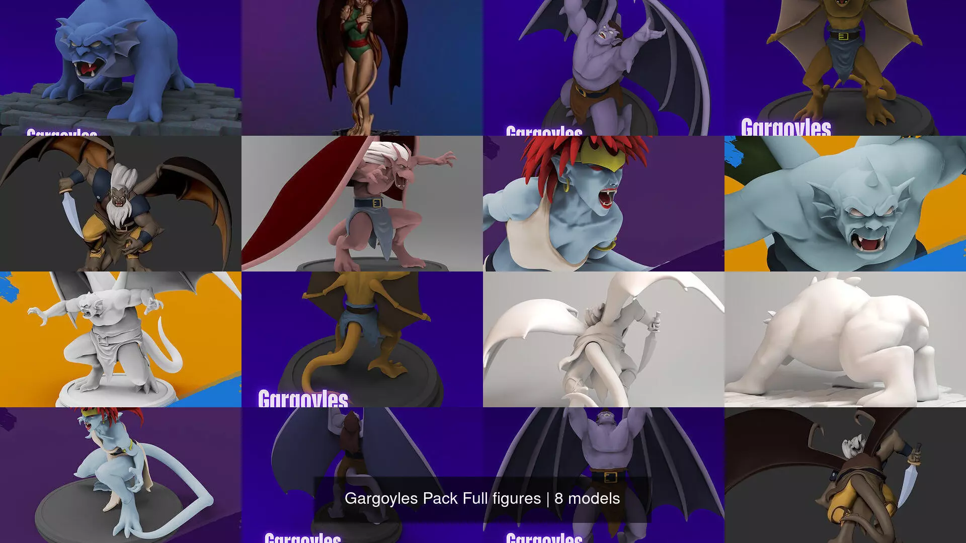 Gargoyles Pack Full figures 3D Model Collection_0