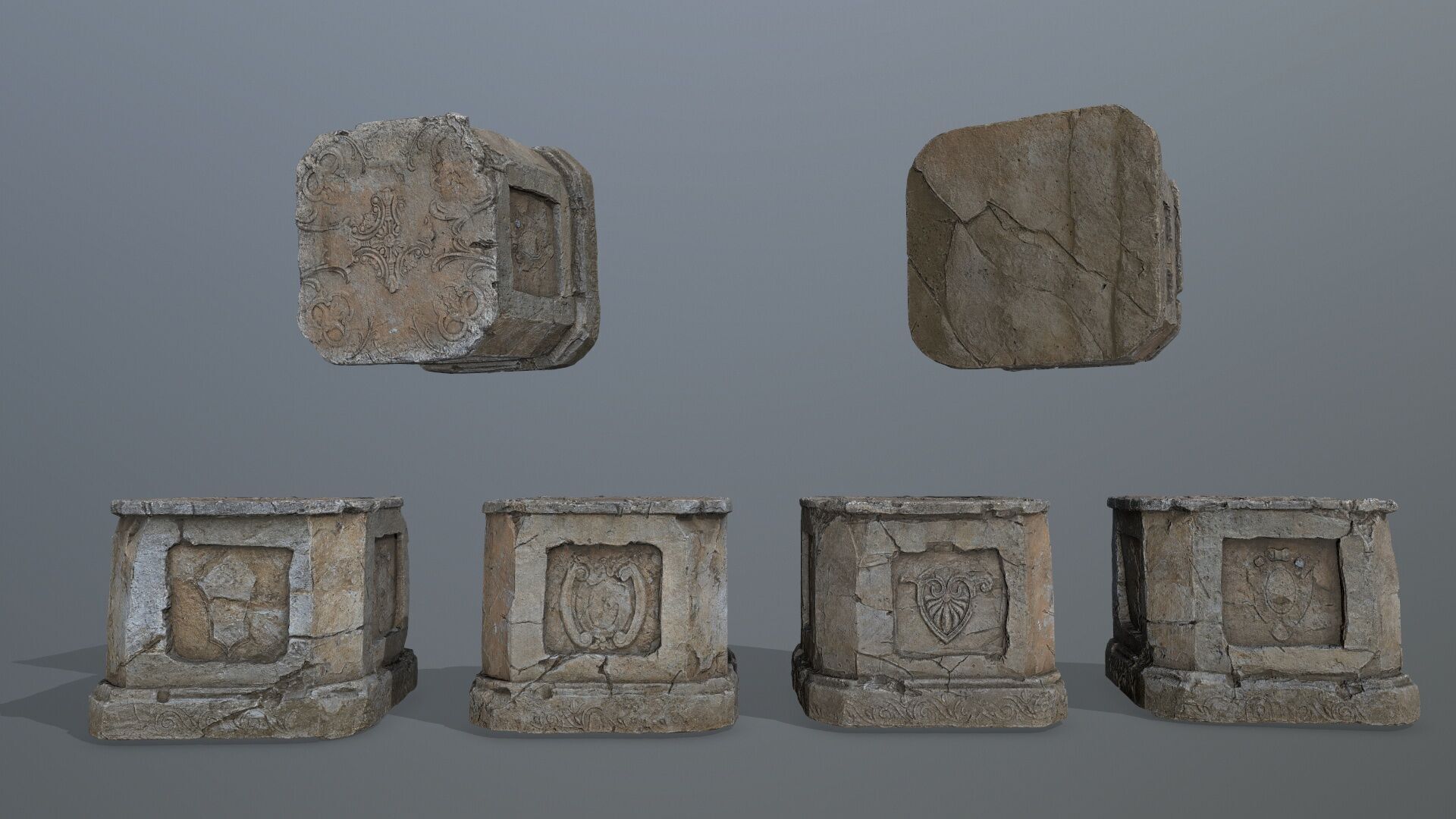 Ruin set Low-poly 3D model_3