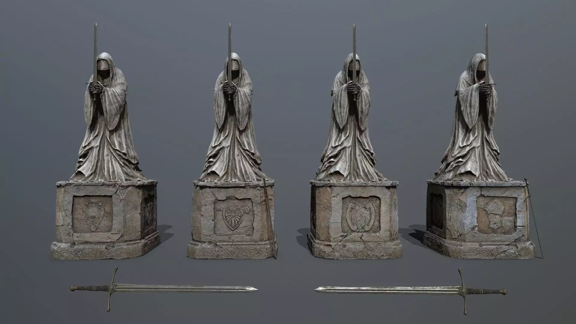 Ruin set Low-poly 3D model_0