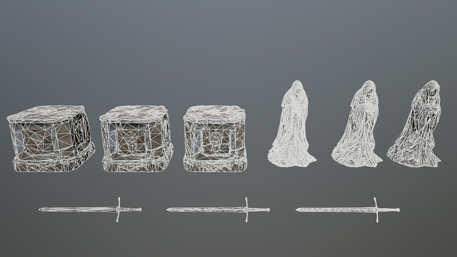 Ruin set Low-poly 3D model_10