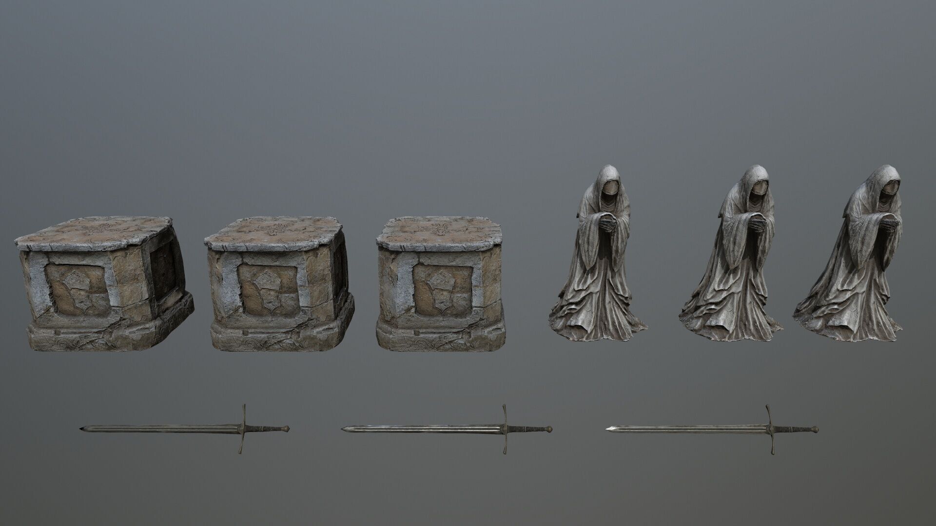 Ruin set Low-poly 3D model_9