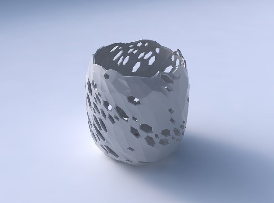 Bowl cylindrical with twisted crystal skin with holes 2 3D model_3