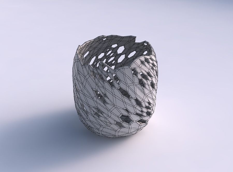 Bowl cylindrical with twisted crystal skin with holes 2 3D model_5