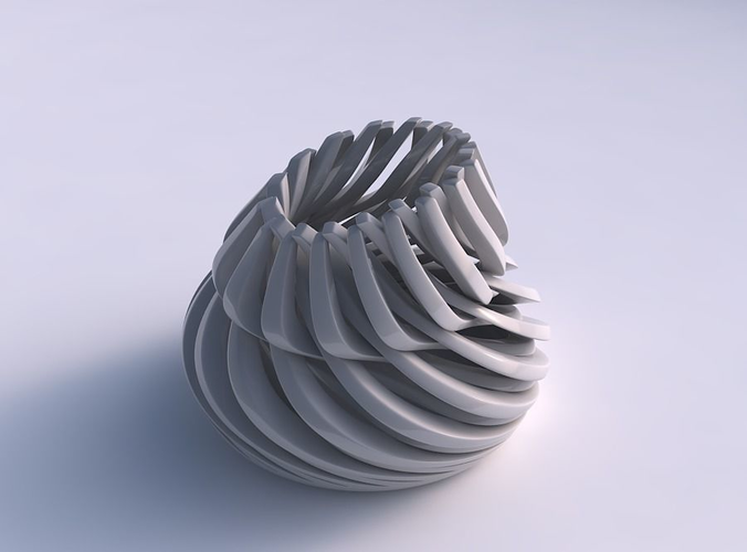 Bowl cylindrical with twisted sharp muscle structures streche... 3D model