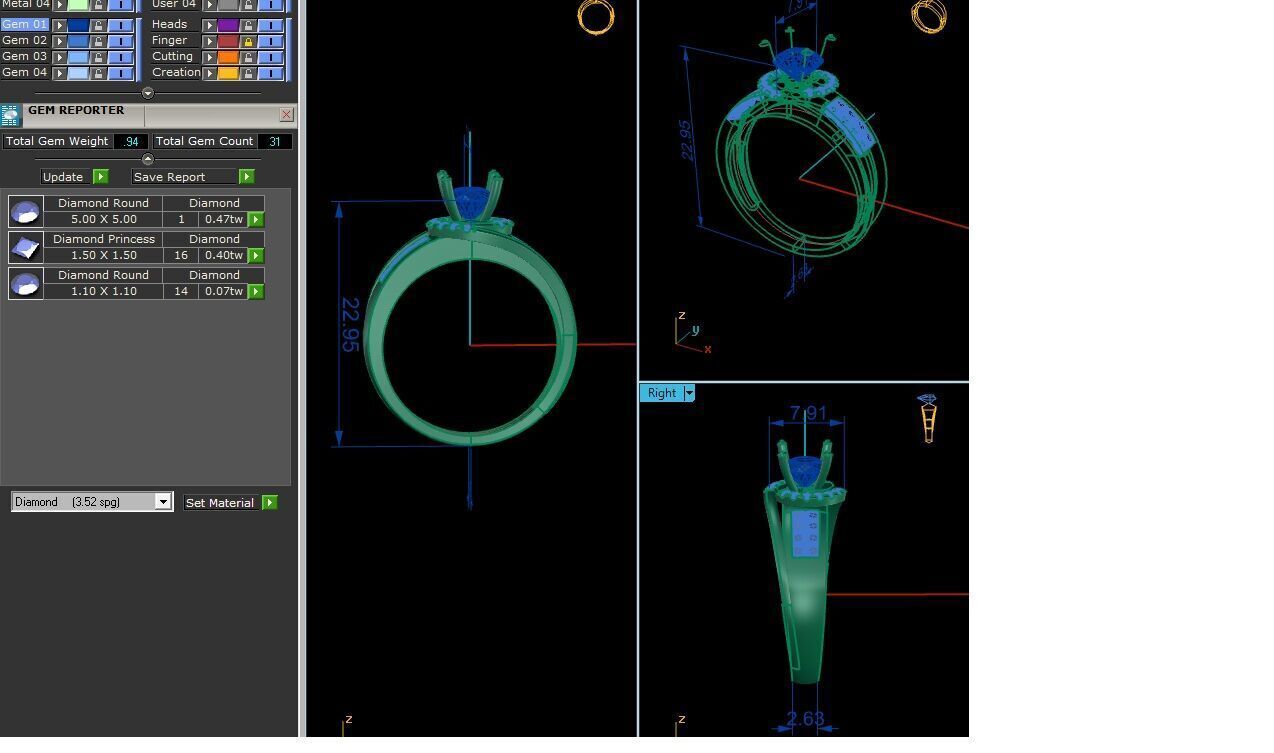 Women Ring  Render 3dm STL OBJ FBX Details 3D print model_6