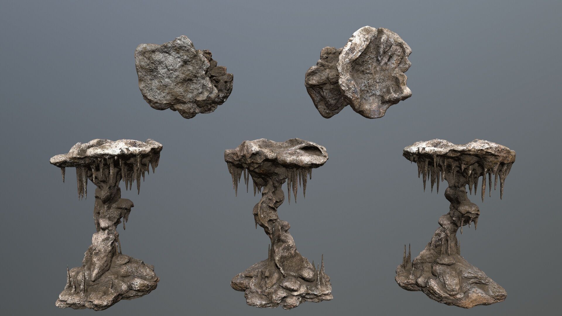 cave rocks Low-poly 3D model_1