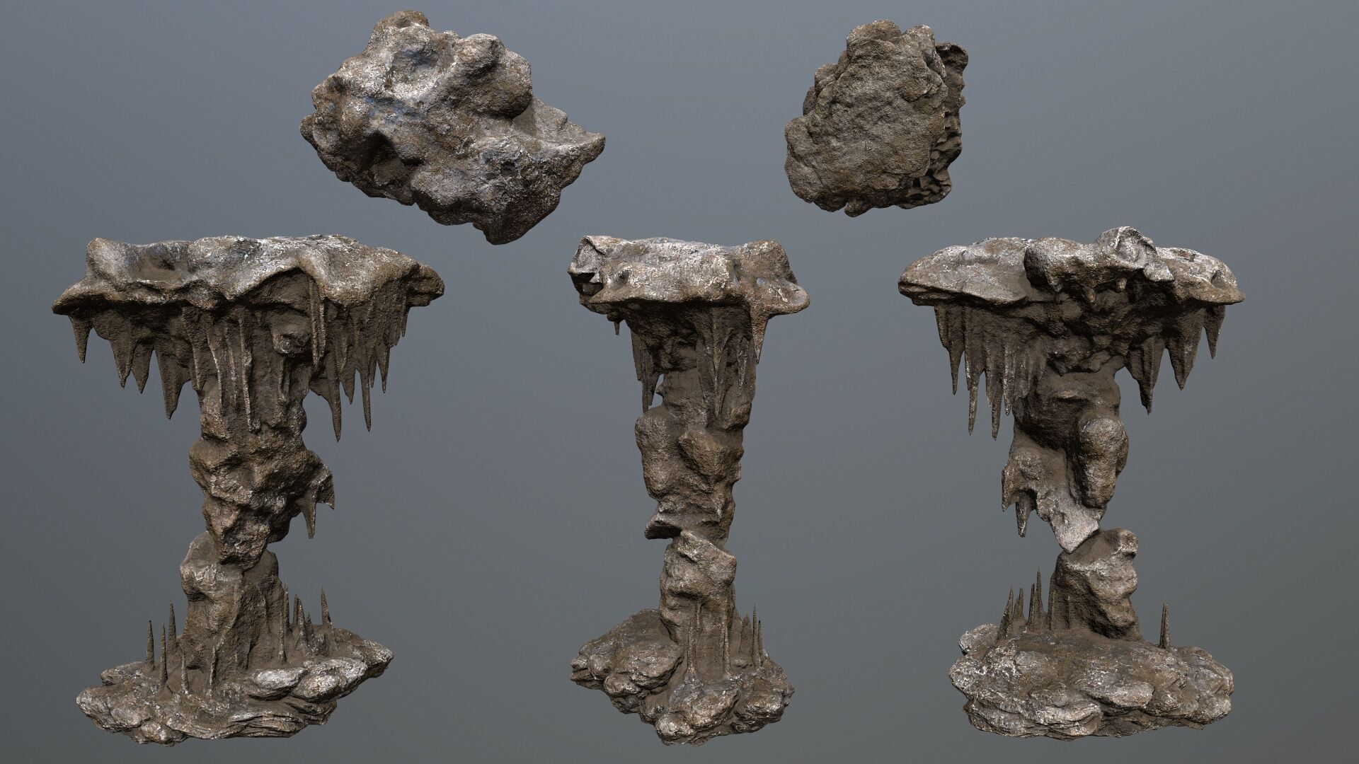 cave rocks Low-poly 3D model_3