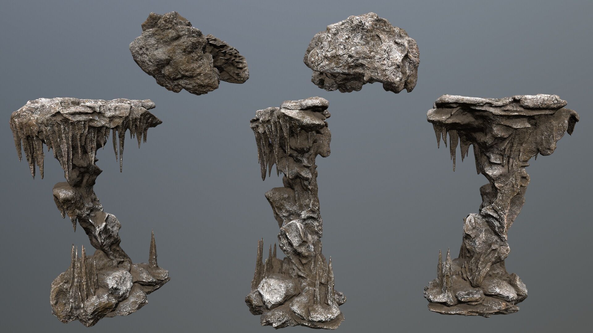 cave rocks Low-poly 3D model_2