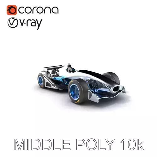 Formula  Racecar Metallic Silver and Blue model pack Low-poly 3D model