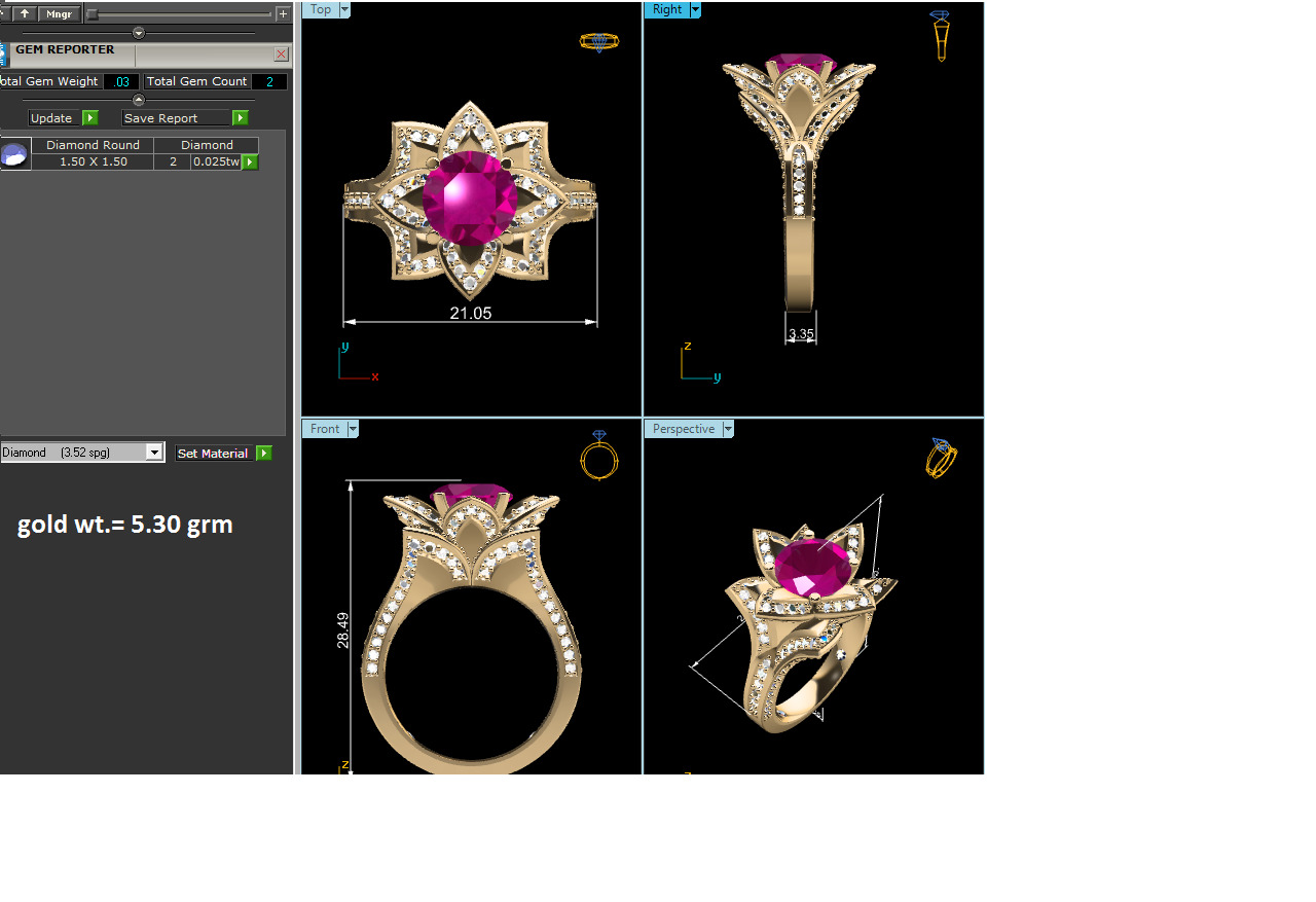 Women Ring Render 3dm STL OBJ FBX Details 3D print model_8
