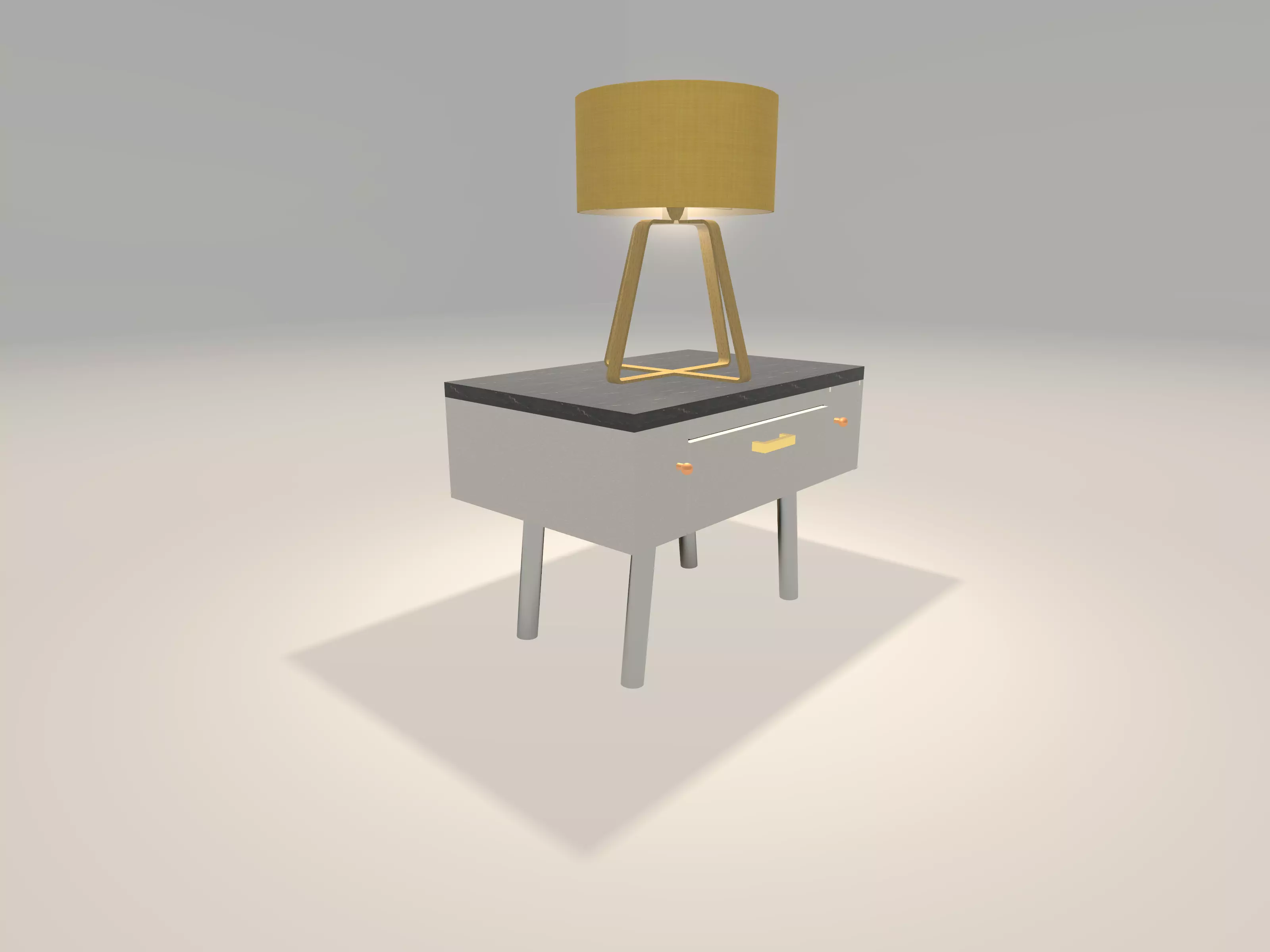 Modern side table with a lamp 1002 Free 3D print model
