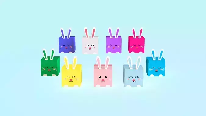Low-Poly Easter Gift Box 01 Low-poly 3D model
